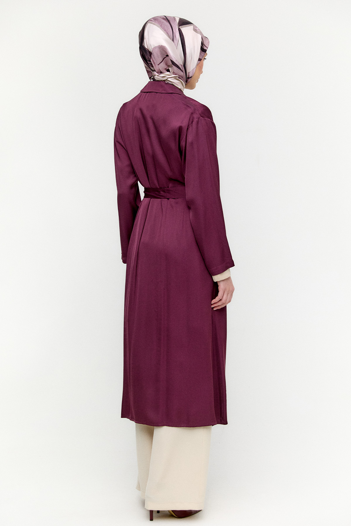 Kuşaklı Saten Kap, Tesettür Giyim