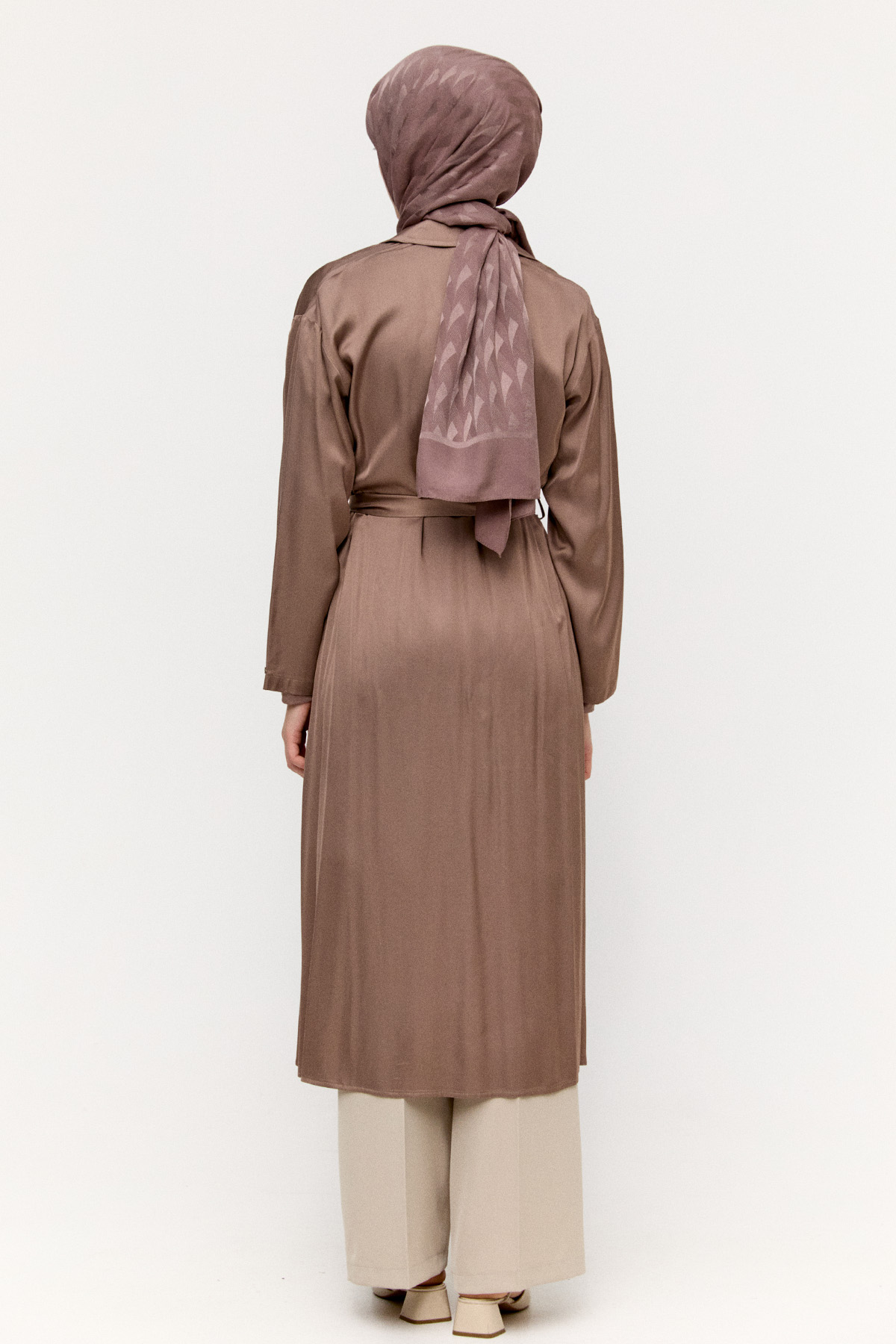 Kuşaklı Saten Kap, Tesettür Giyim