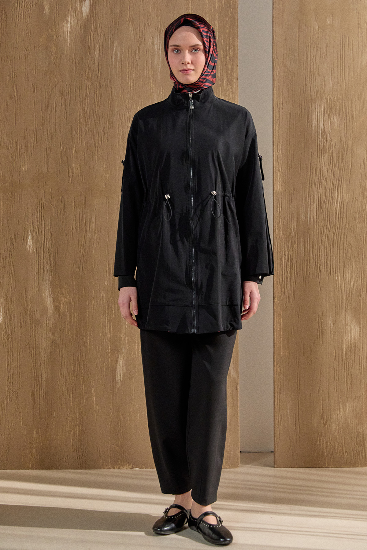 Yüksek Yakalı Stoperli Kap, Tesettür Giyim