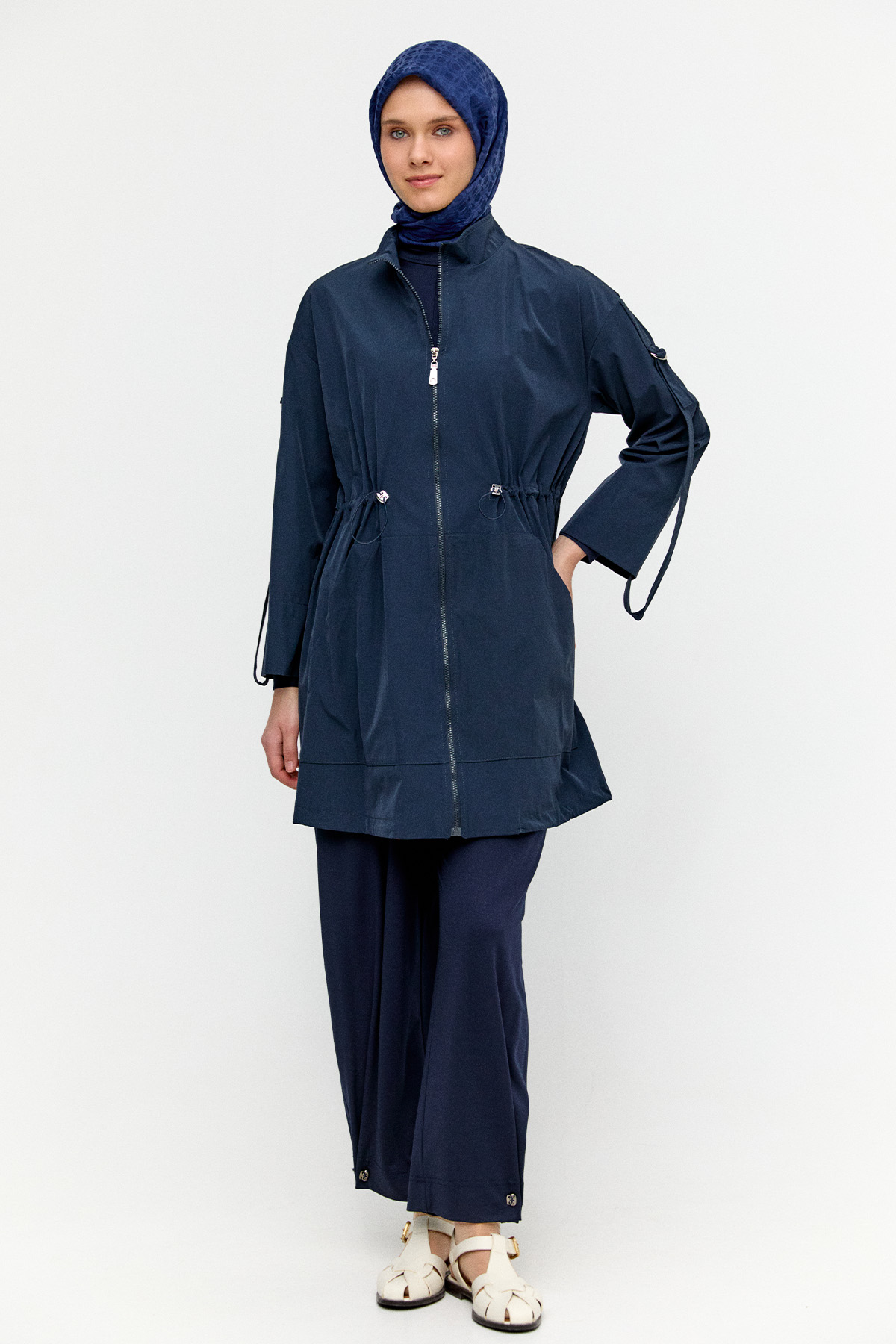 Yüksek Yakalı Stoperli Kap, Tesettür Giyim