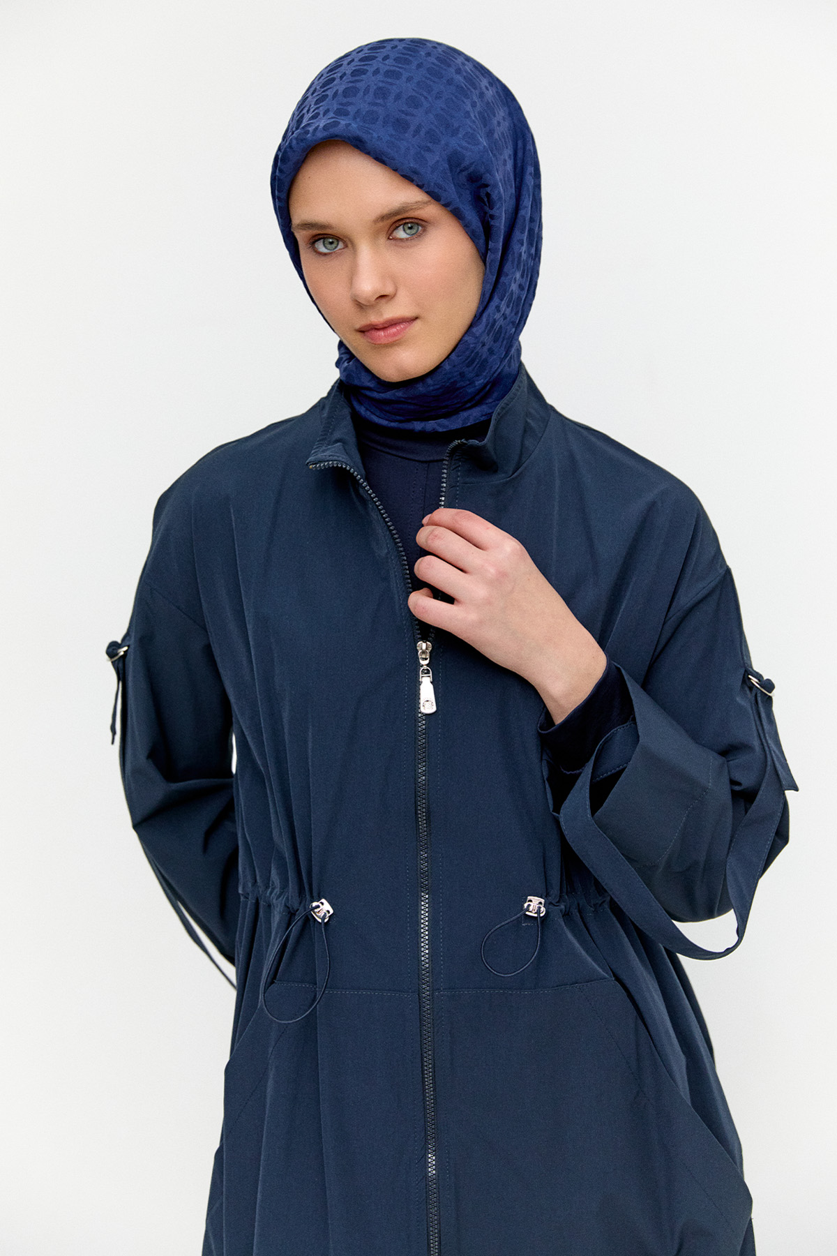 Yüksek Yakalı Stoperli Kap, Tesettür Giyim