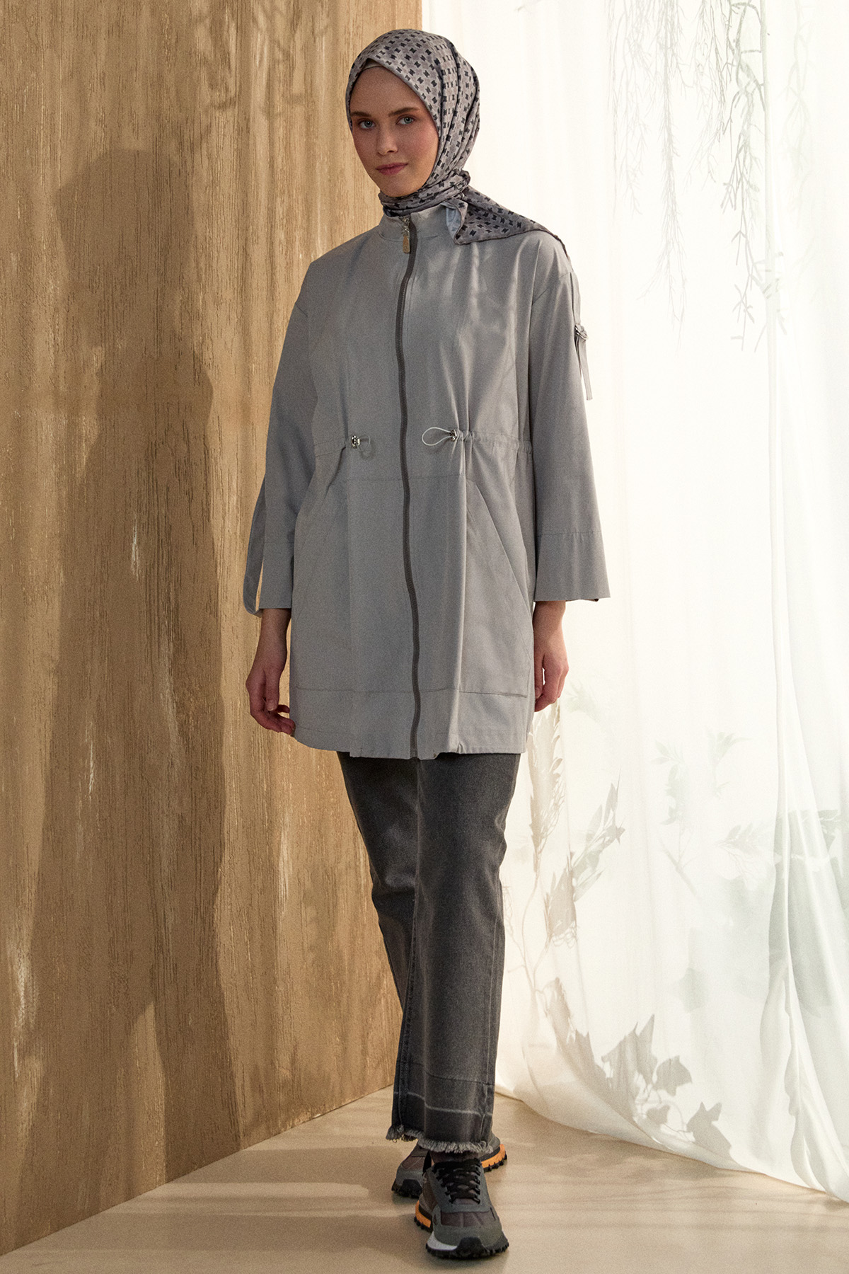 Yüksek Yakalı Stoperli Kap, Tesettür Giyim