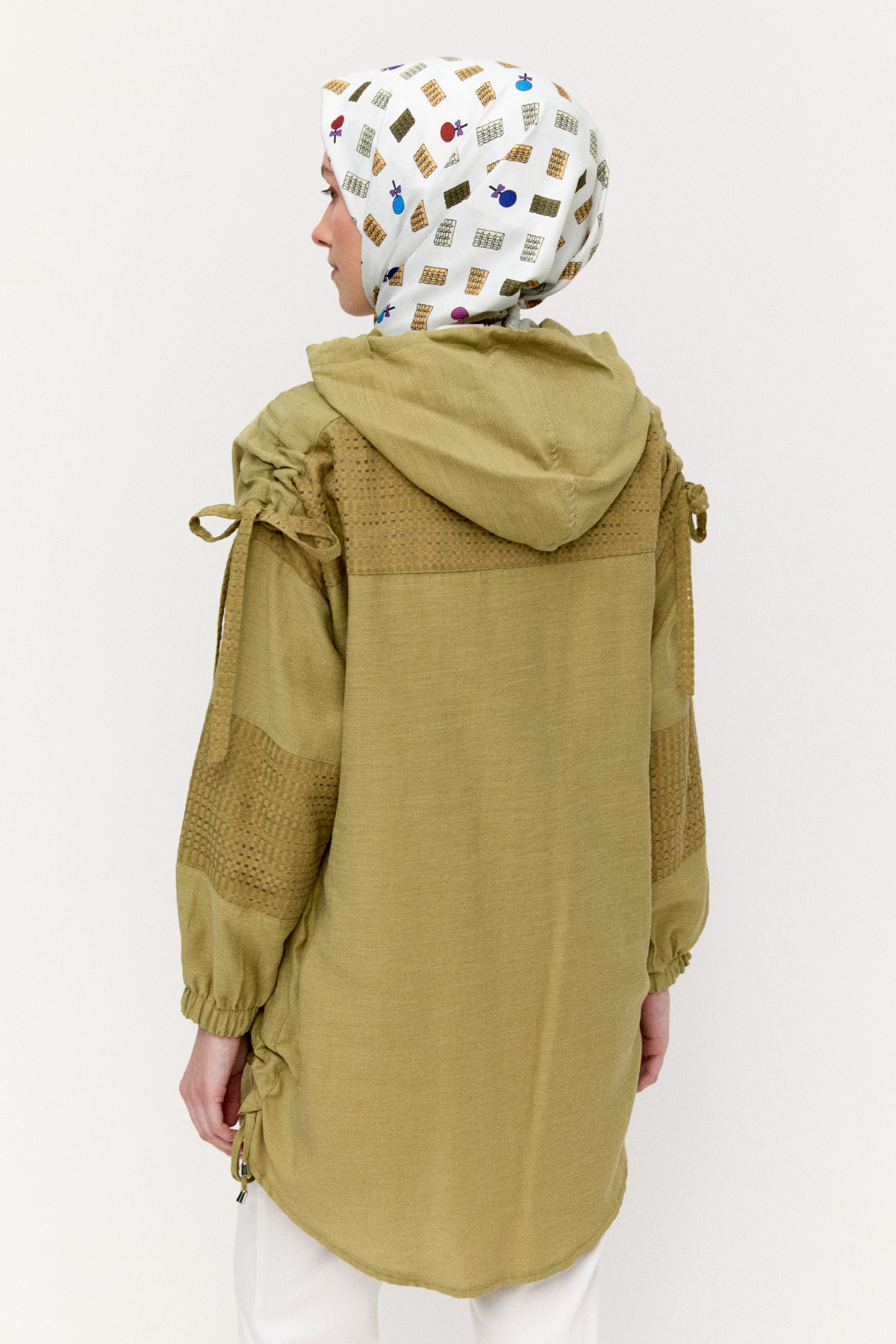 Kapüşonlu Keten Kap, Tesettür Giyim