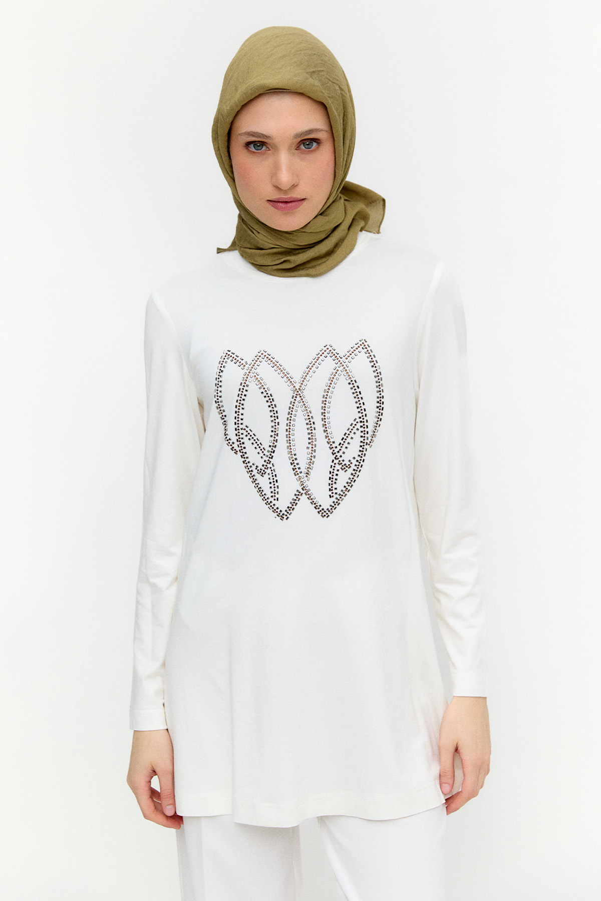 Desenli Organze Twinset, Tesettür Giyim