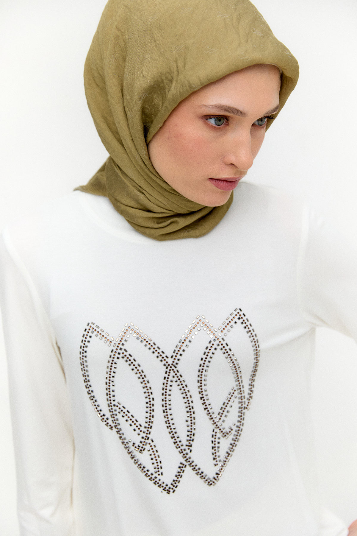 Desenli Organze Twinset, Tesettür Giyim