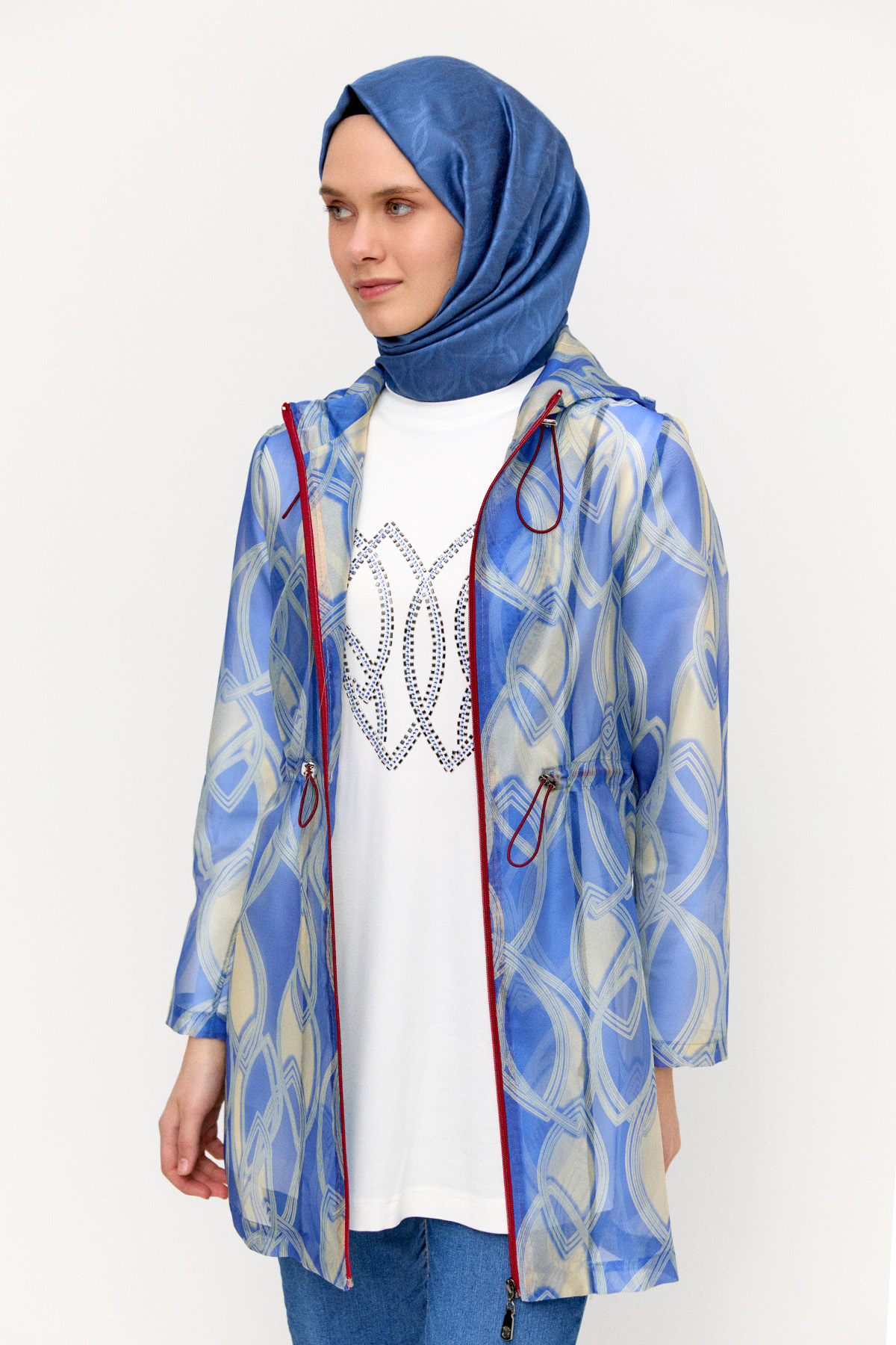 Desenli Organze Twinset, Tesettür Giyim