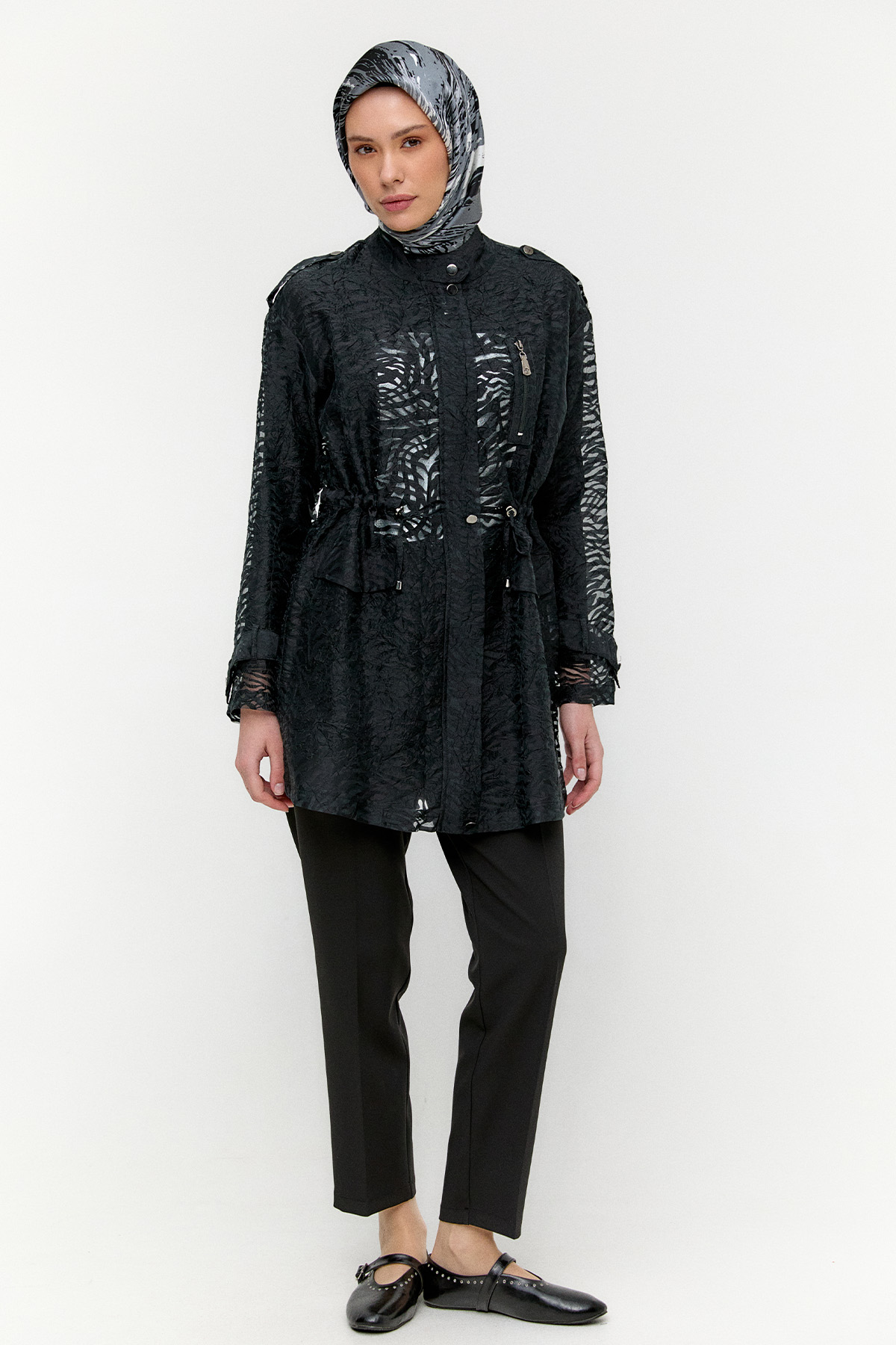 Zebra Desenli Organze Twinset, Tesettür Giyim