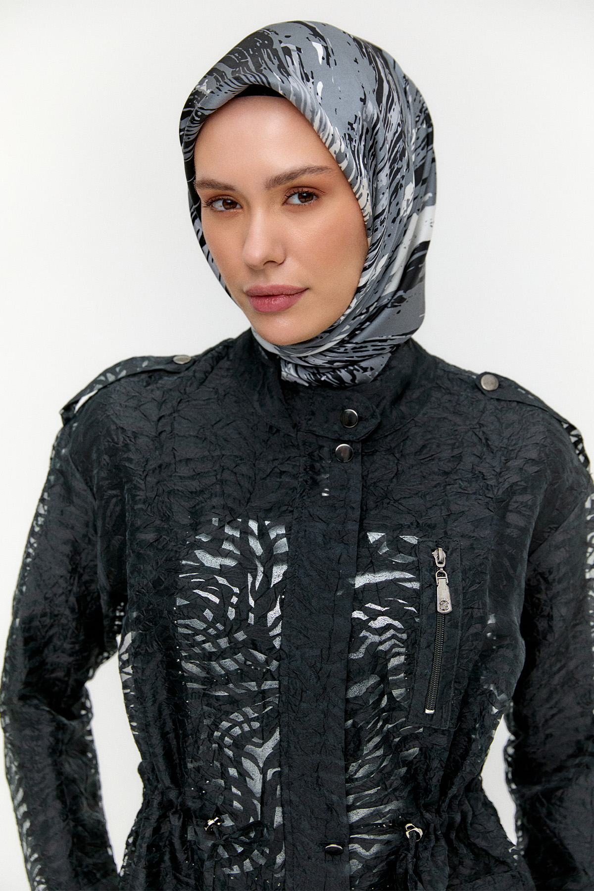 Zebra Desenli Organze Twinset, Tesettür Giyim