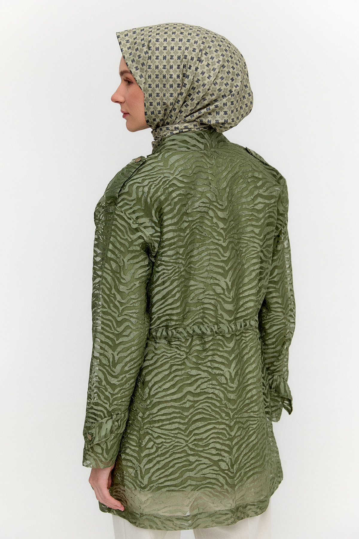 Zebra Desenli Organze Twinset, Tesettür Giyim