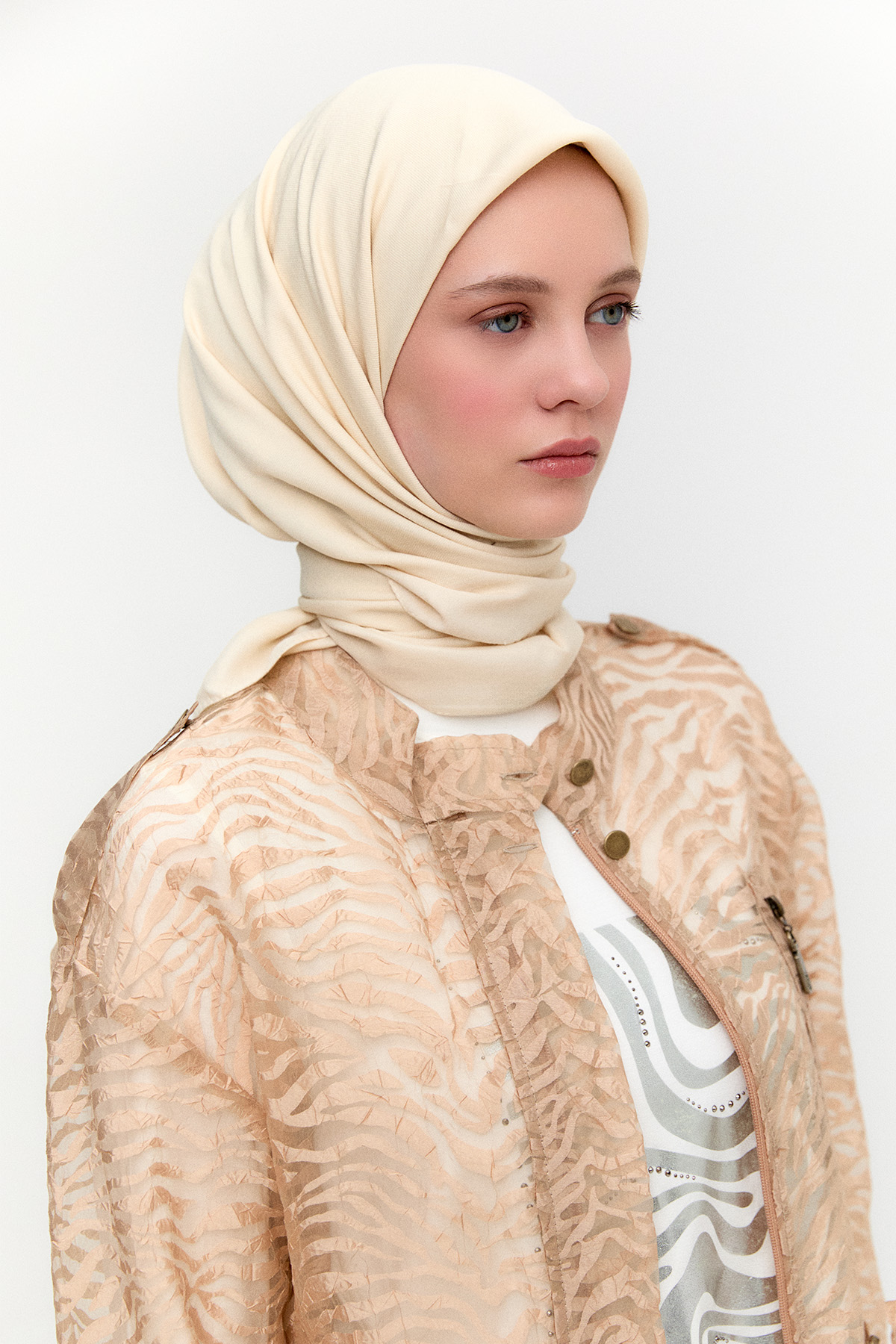 Zebra Desenli Organze Twinset, Tesettür Giyim