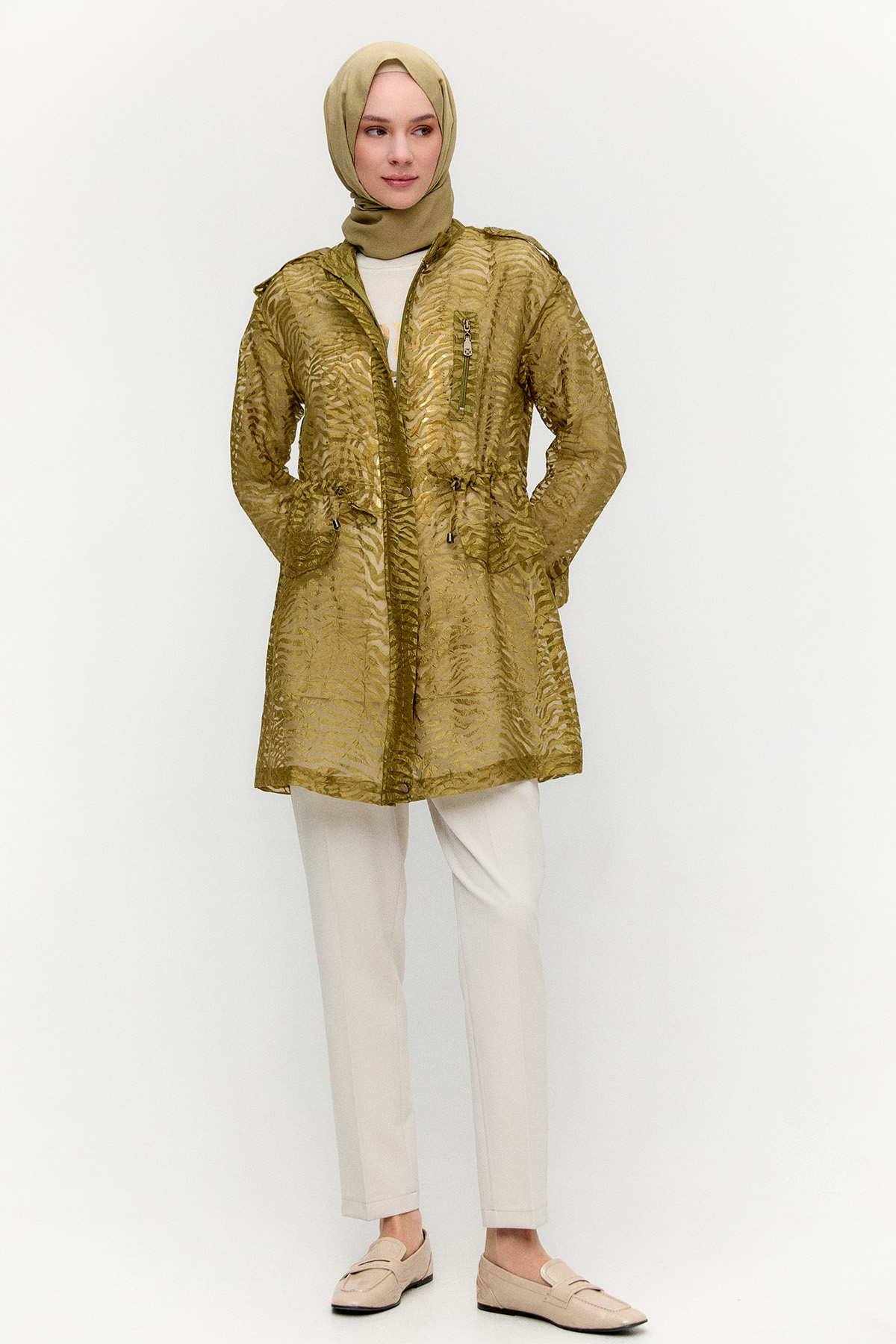 Zebra Desenli Organze Twinset, Tesettür Giyim