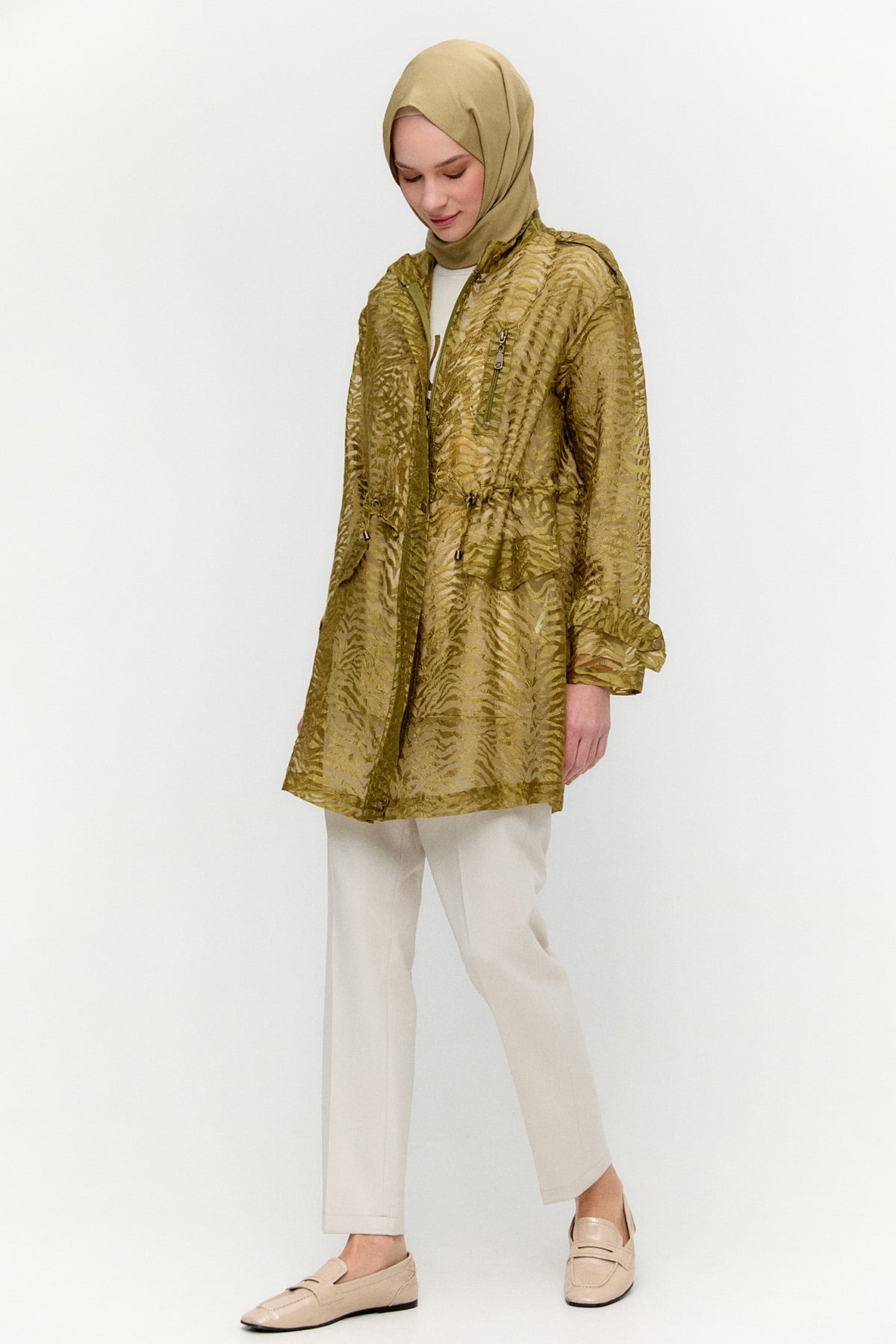 Zebra Desenli Organze Twinset, Tesettür Giyim