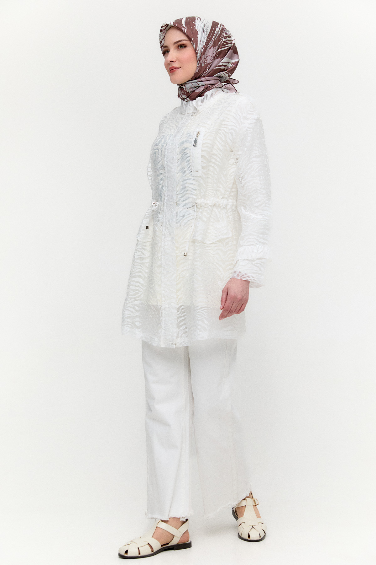 Zebra Desenli Organze Twinset, Tesettür Giyim