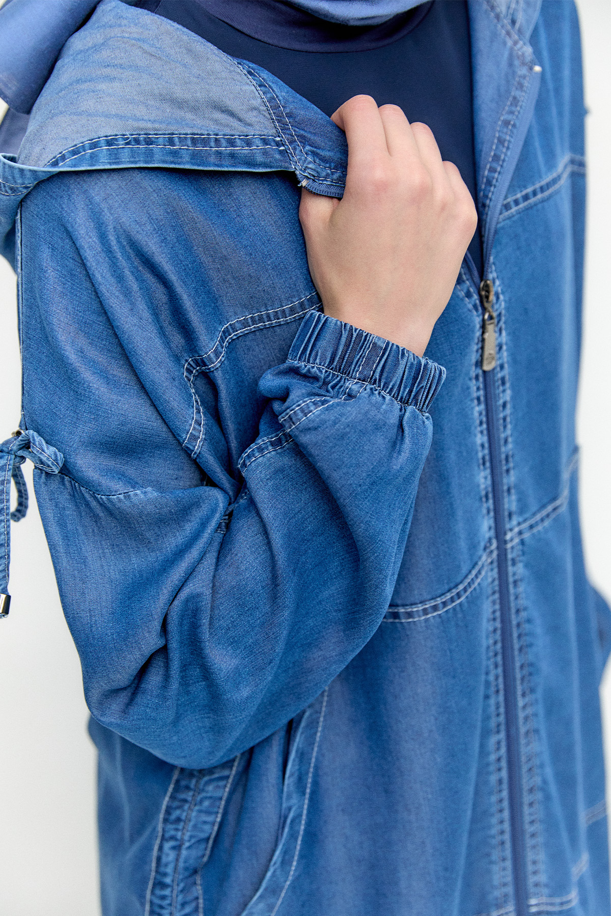 Sırtta Taş Detaylı Pamuk Kap, Tesettür Giyim