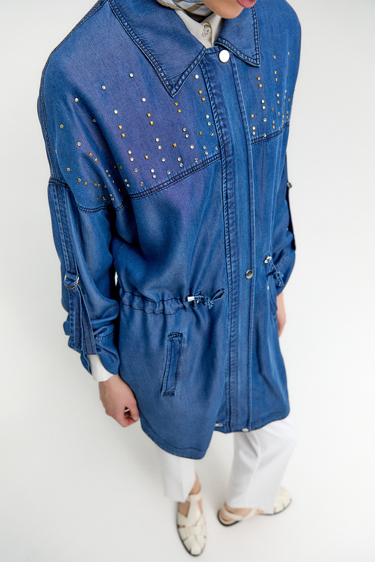 Hotfix Baskılı Oversize Pamuk Kap, Tesettür Giyim