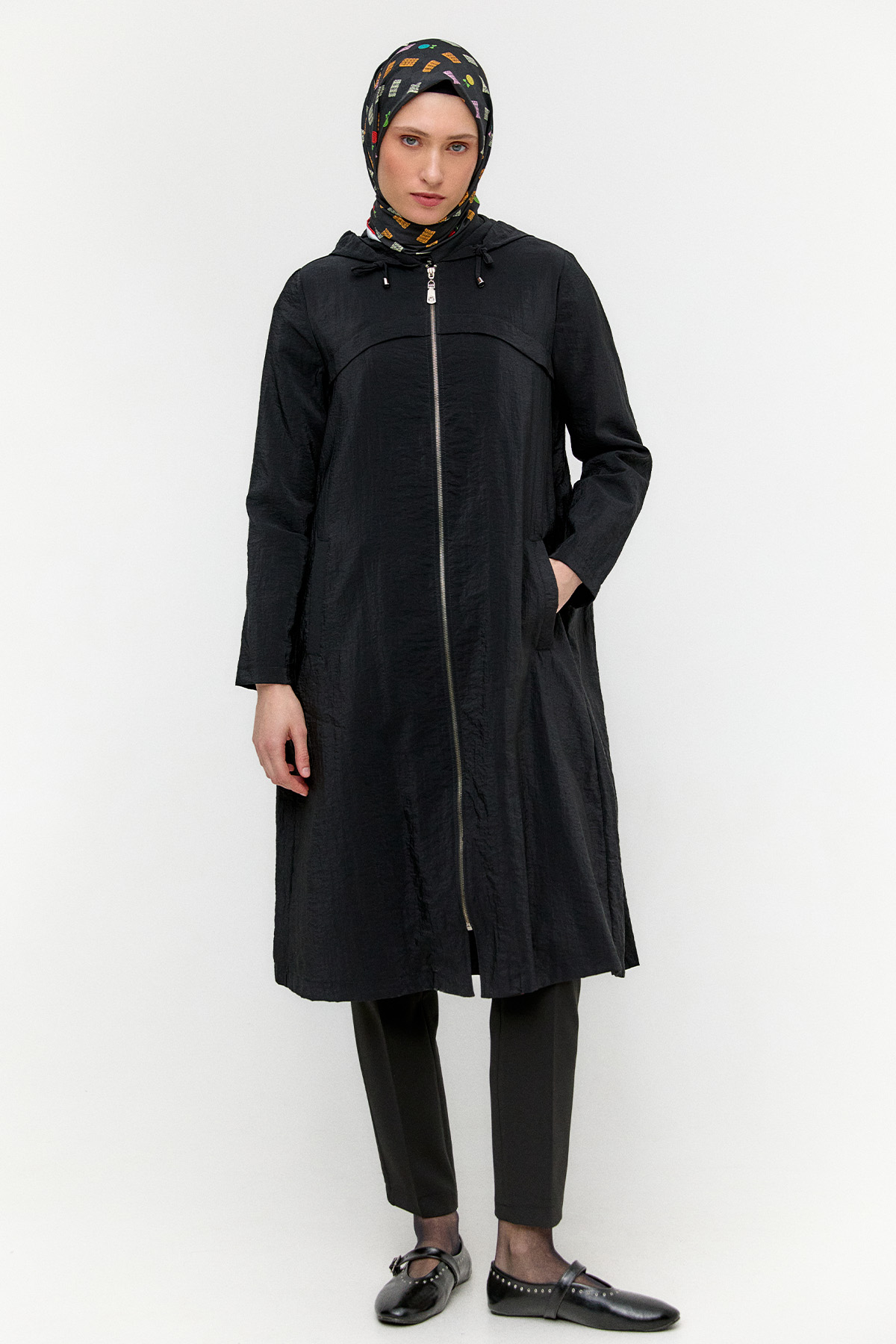 Kapüşonlu Paraşüt Kap, Tesettür Giyim