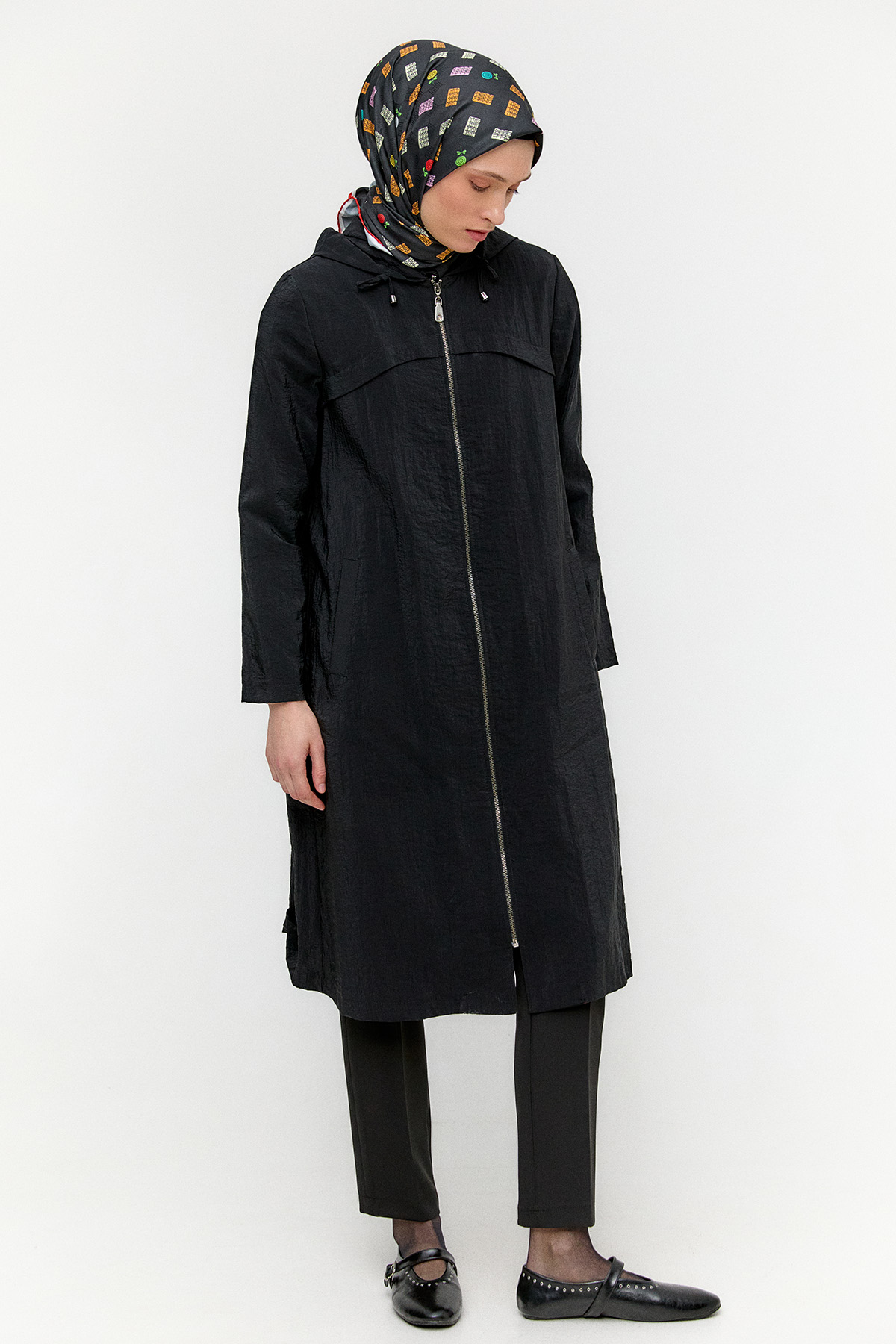 Kapüşonlu Paraşüt Kap, Tesettür Giyim