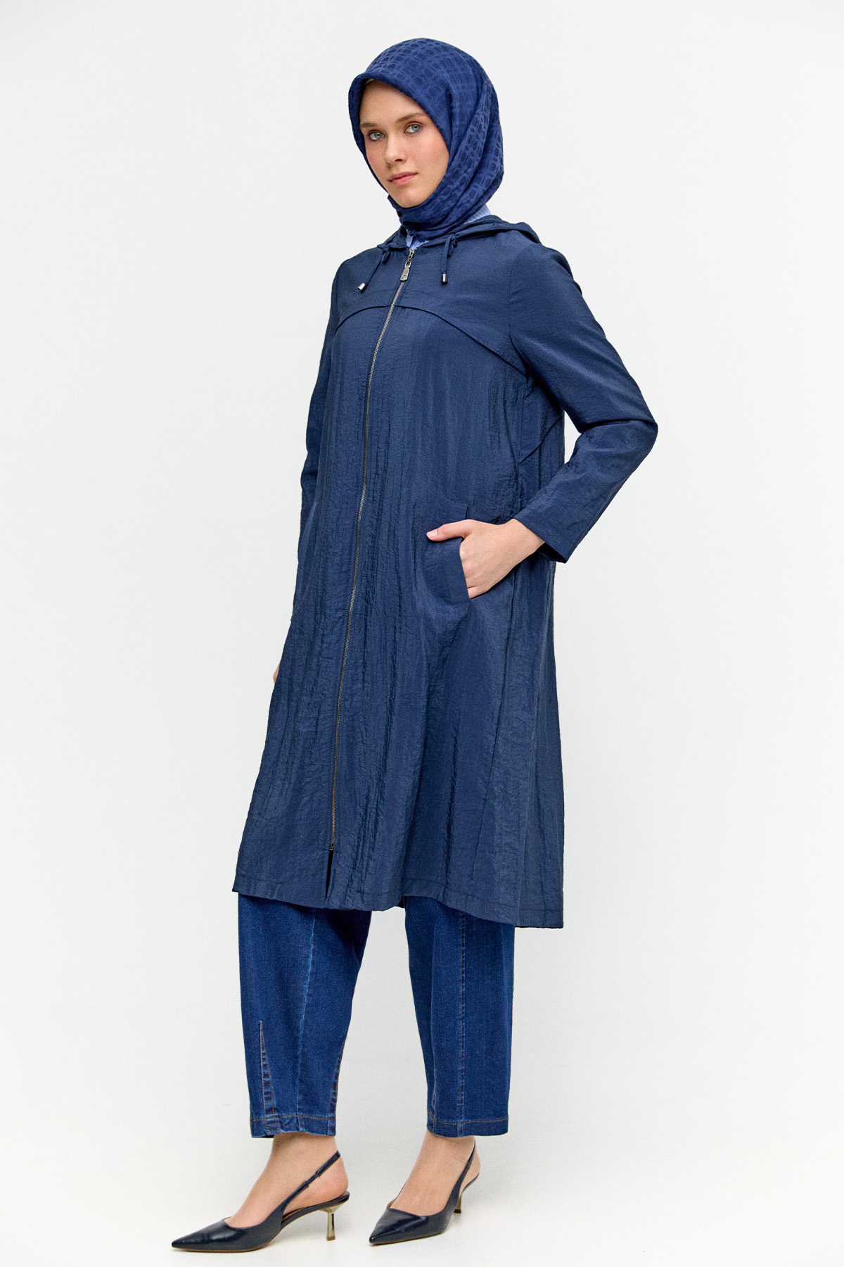Kapüşonlu Paraşüt Kap, Tesettür Giyim