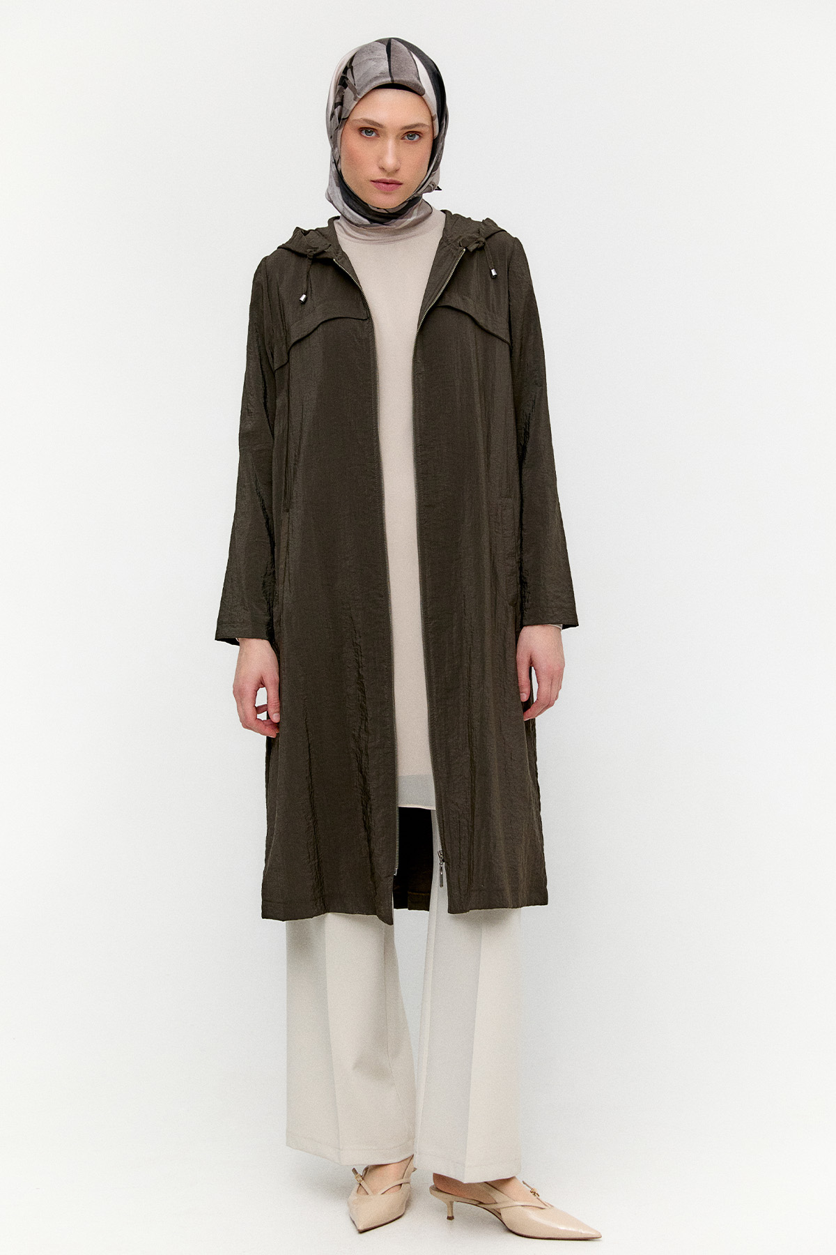 Kapüşonlu Paraşüt Kap, Tesettür Giyim