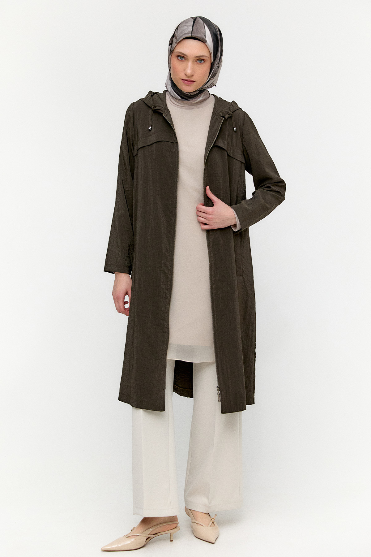 Kapüşonlu Paraşüt Kap, Tesettür Giyim