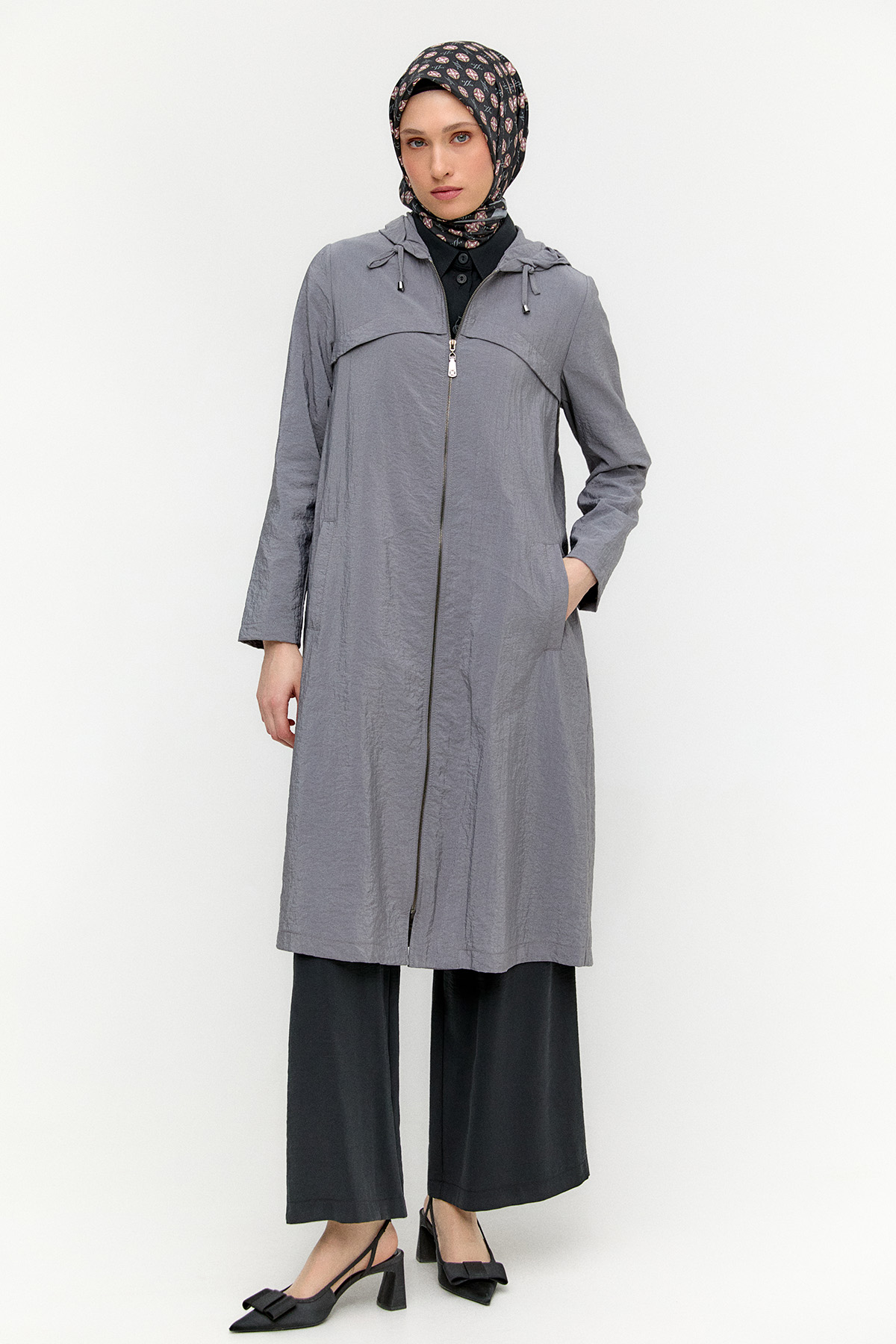 Kapüşonlu Paraşüt Kap, Tesettür Giyim