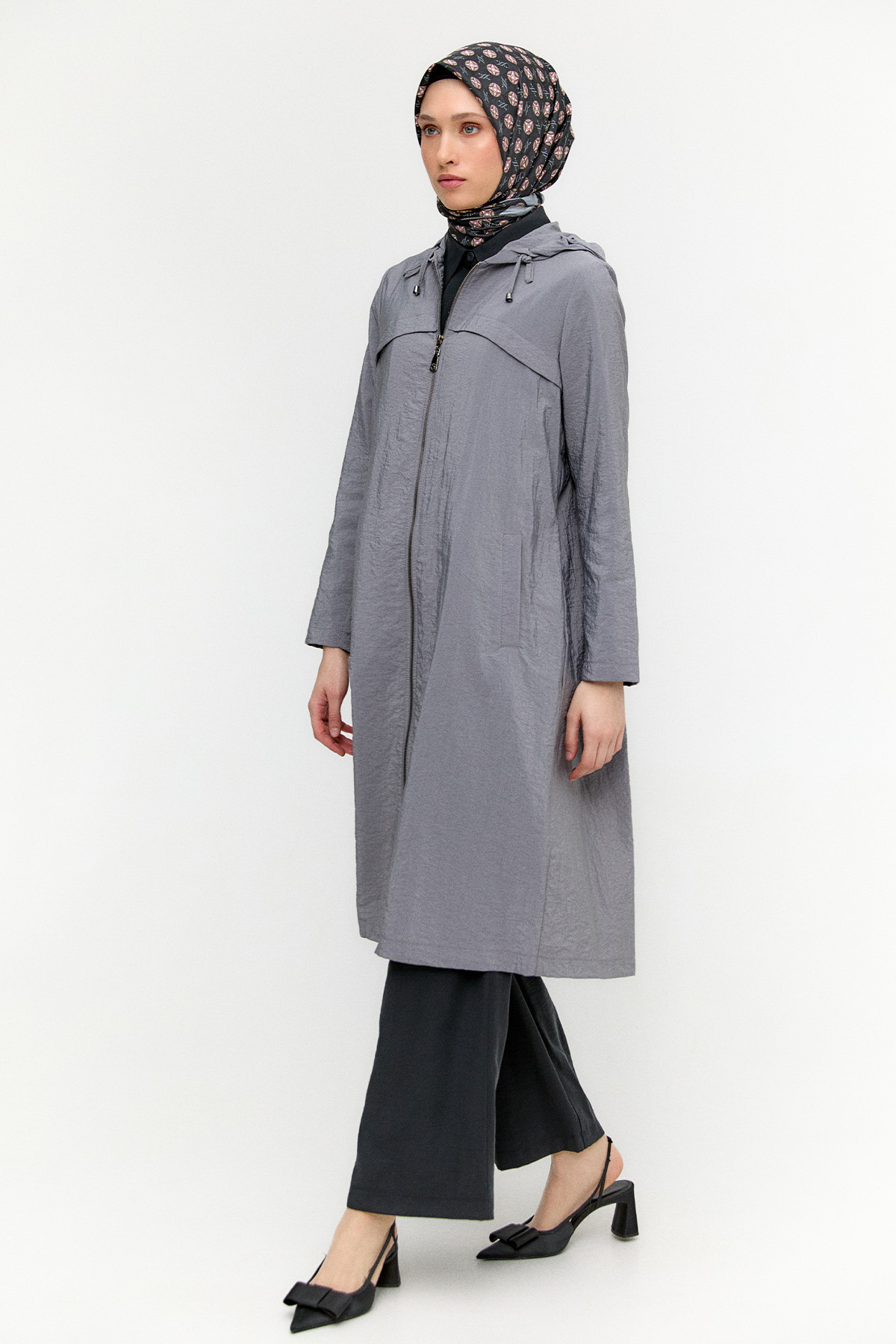 Kapüşonlu Paraşüt Kap, Tesettür Giyim