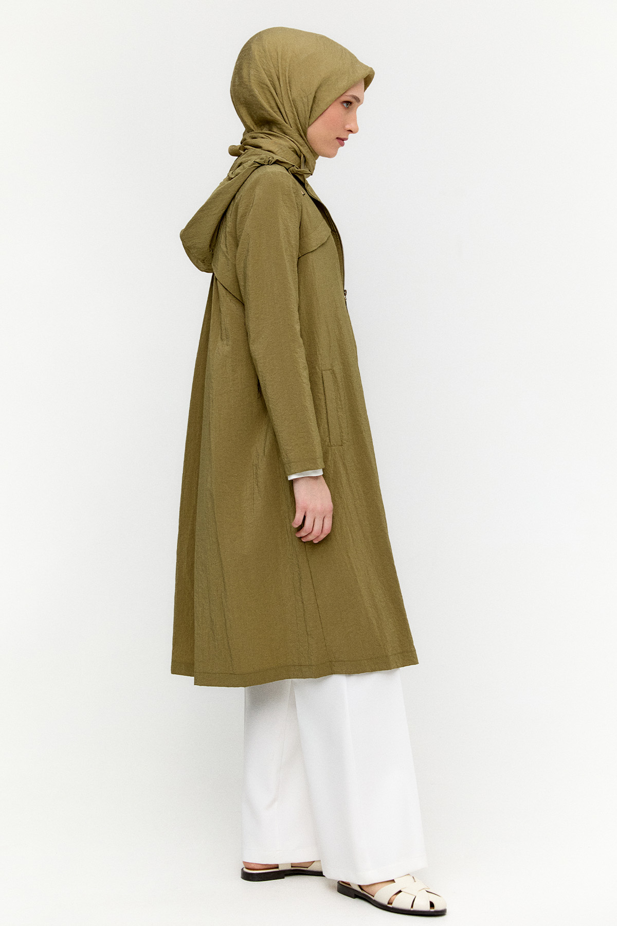 Kapüşonlu Paraşüt Kap, Tesettür Giyim