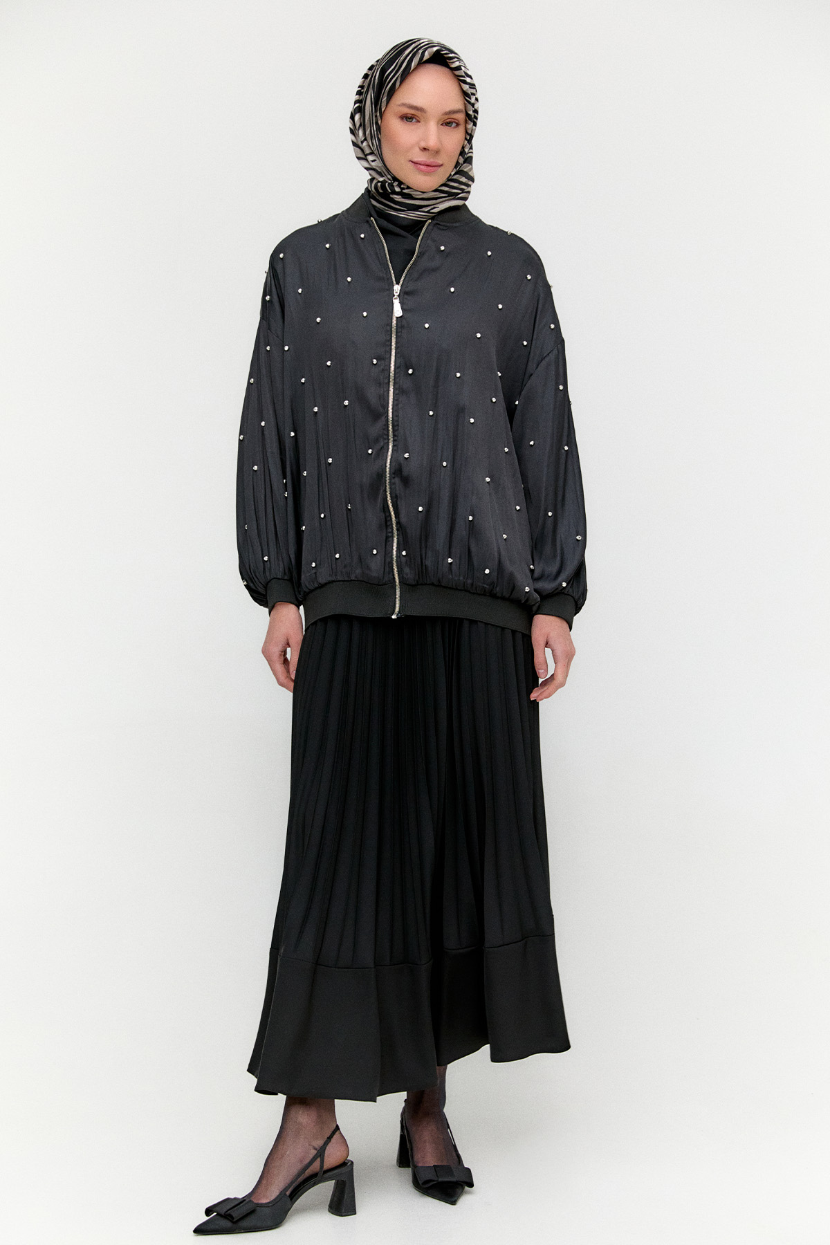 Taşlı Bomber Kap, Tesettür Giyim