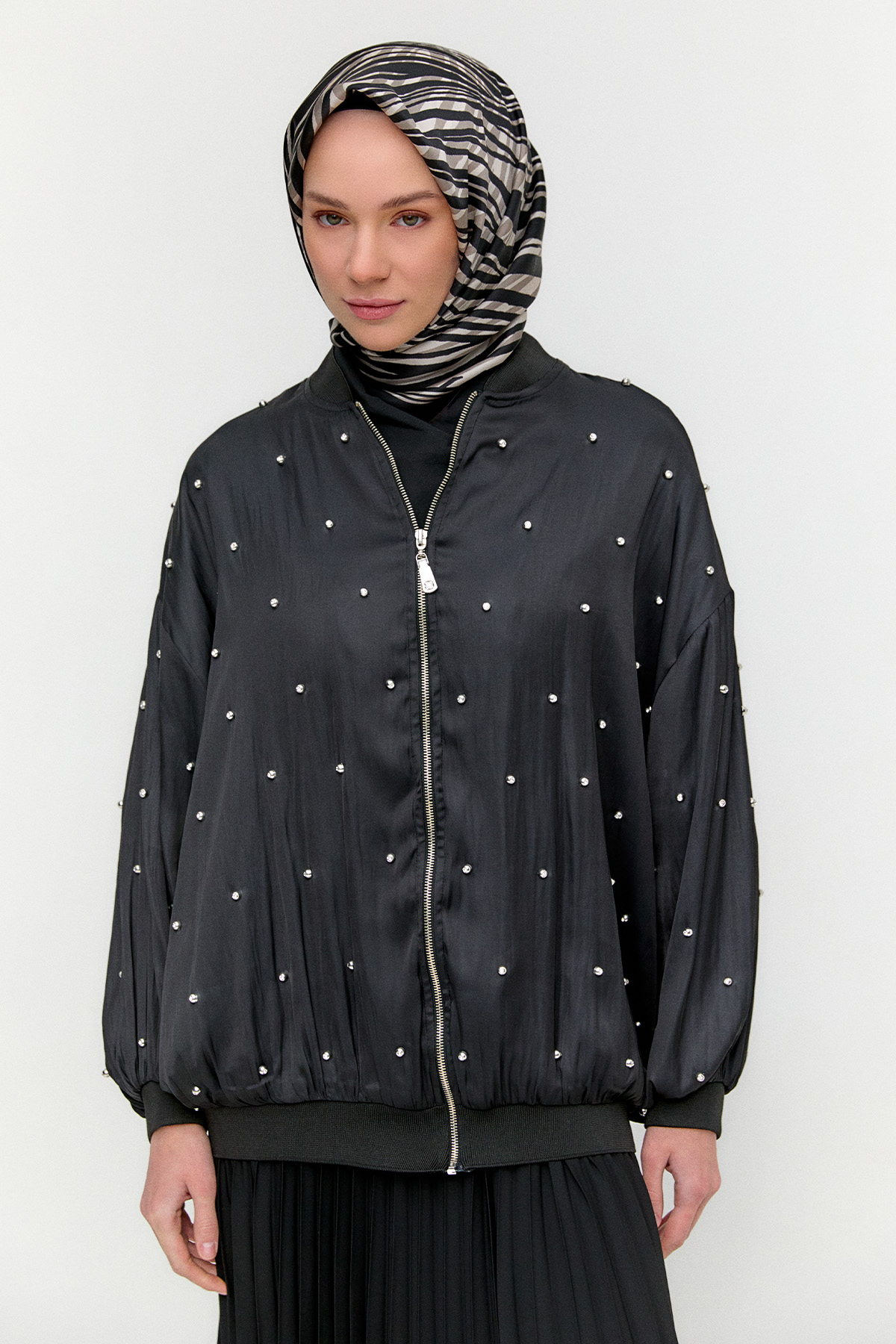 Taşlı Bomber Kap, Tesettür Giyim