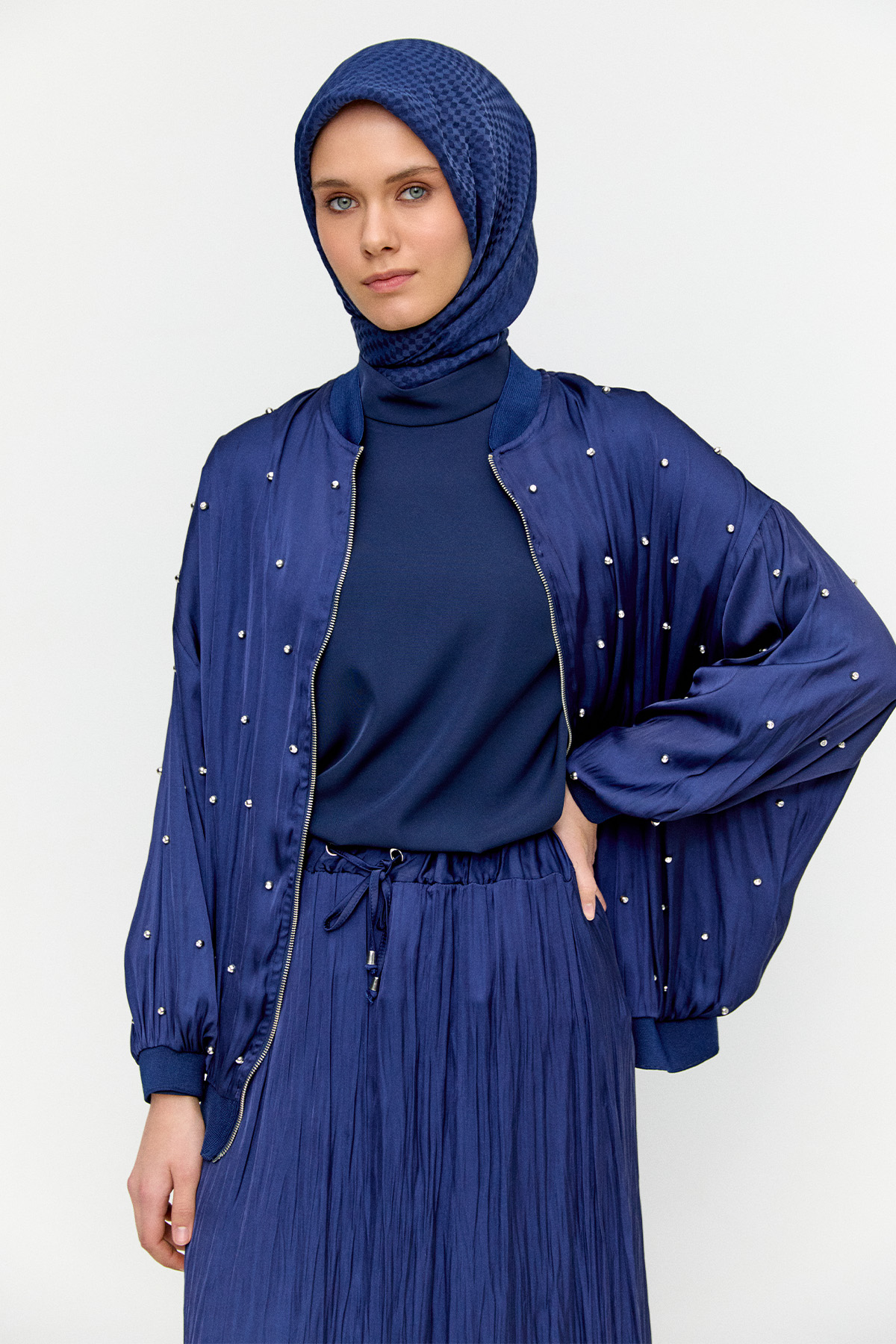 Taşlı Bomber Kap, Tesettür Giyim