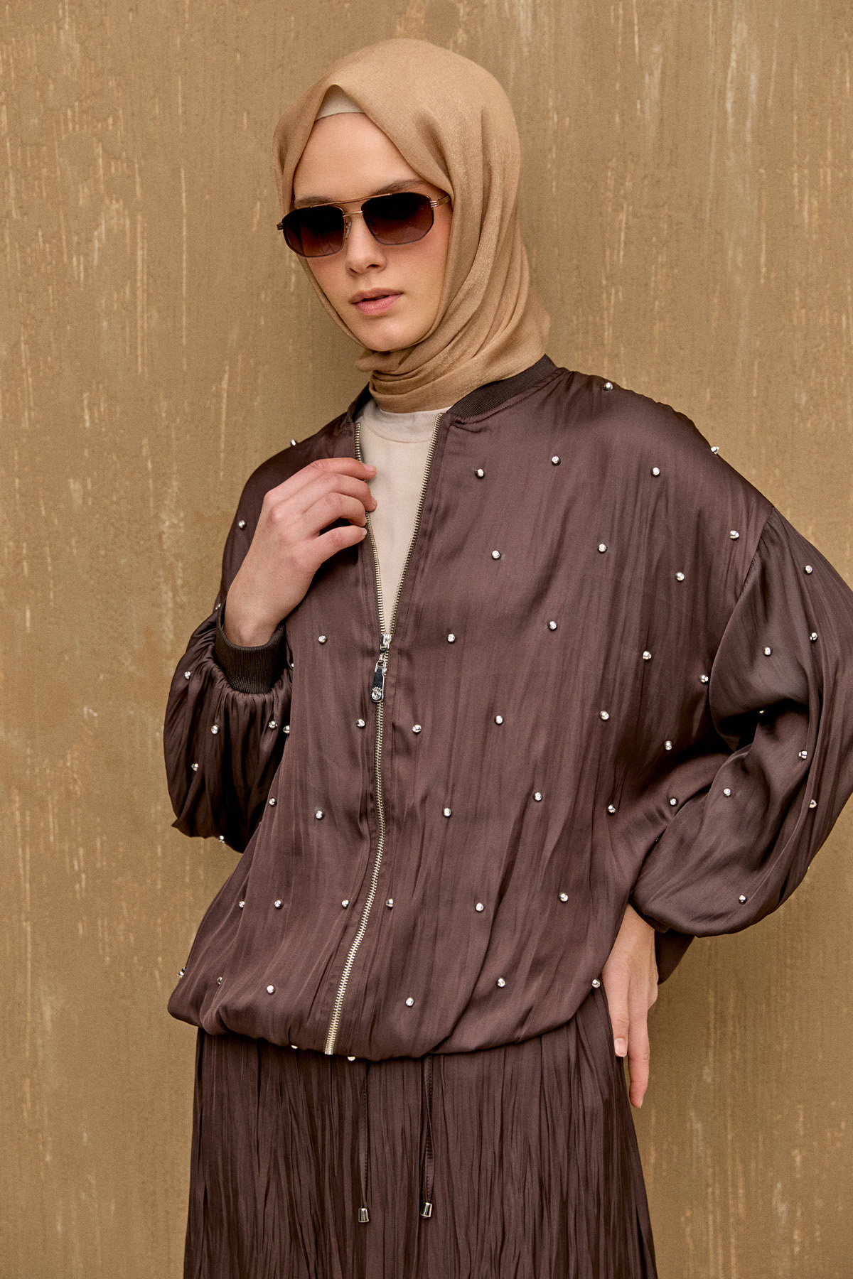 Taşlı Bomber Kap, Tesettür Giyim