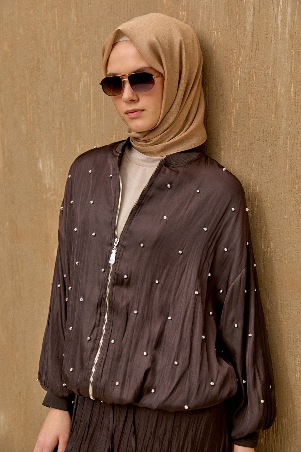 Taşlı Bomber Kap, Tesettür Giyim