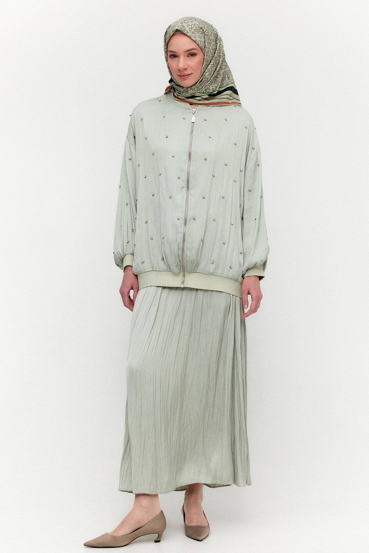 Taşlı Bomber Kap, Tesettür Giyim