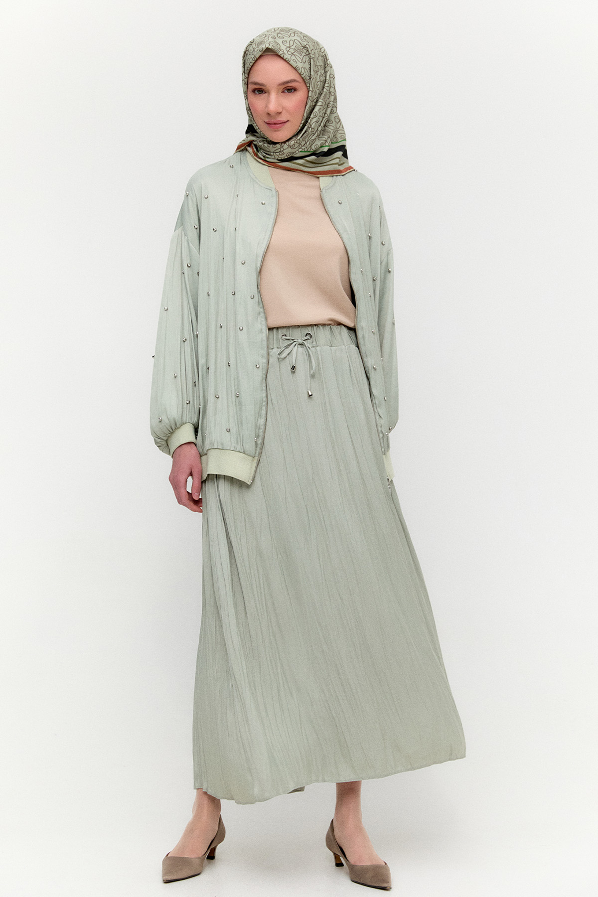 Taşlı Bomber Kap, Tesettür Giyim