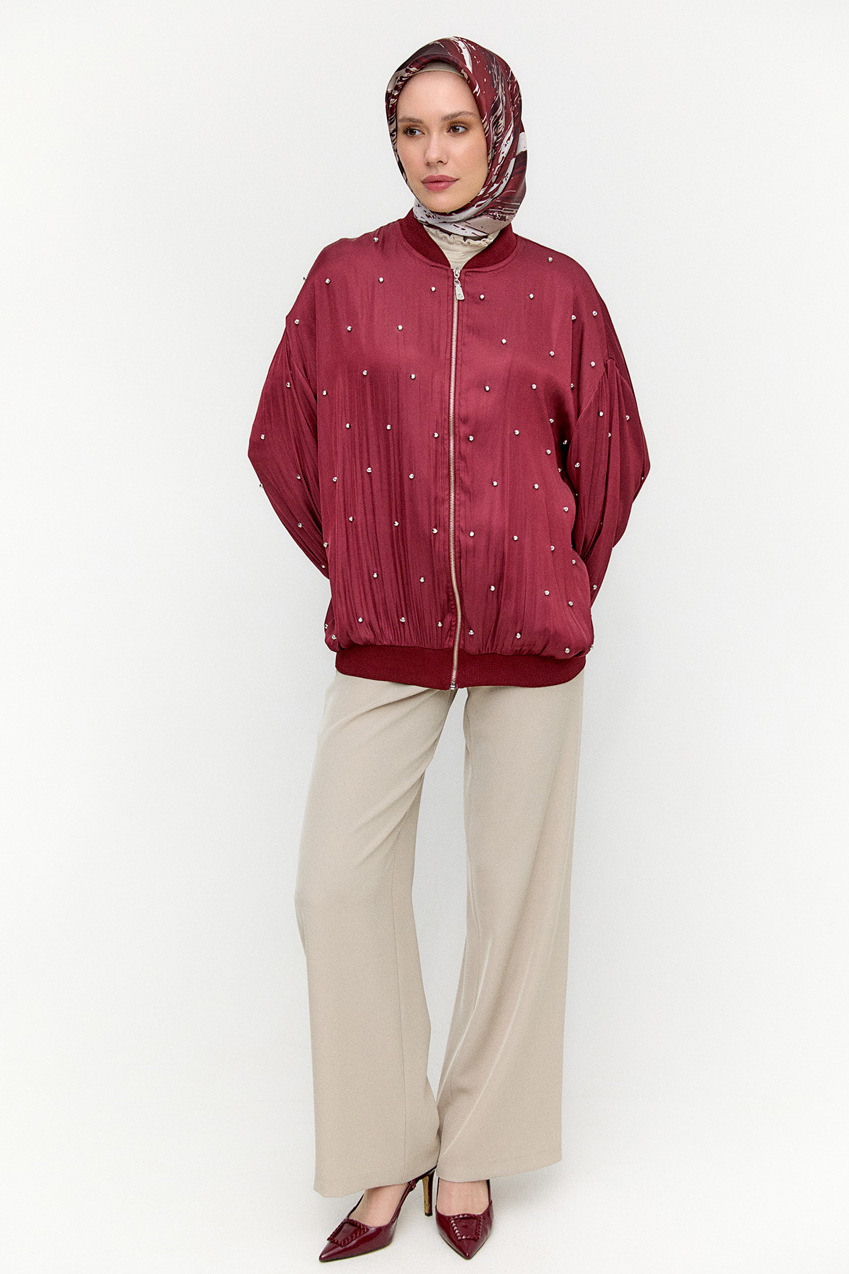 Taşlı Bomber Kap, Tesettür Giyim