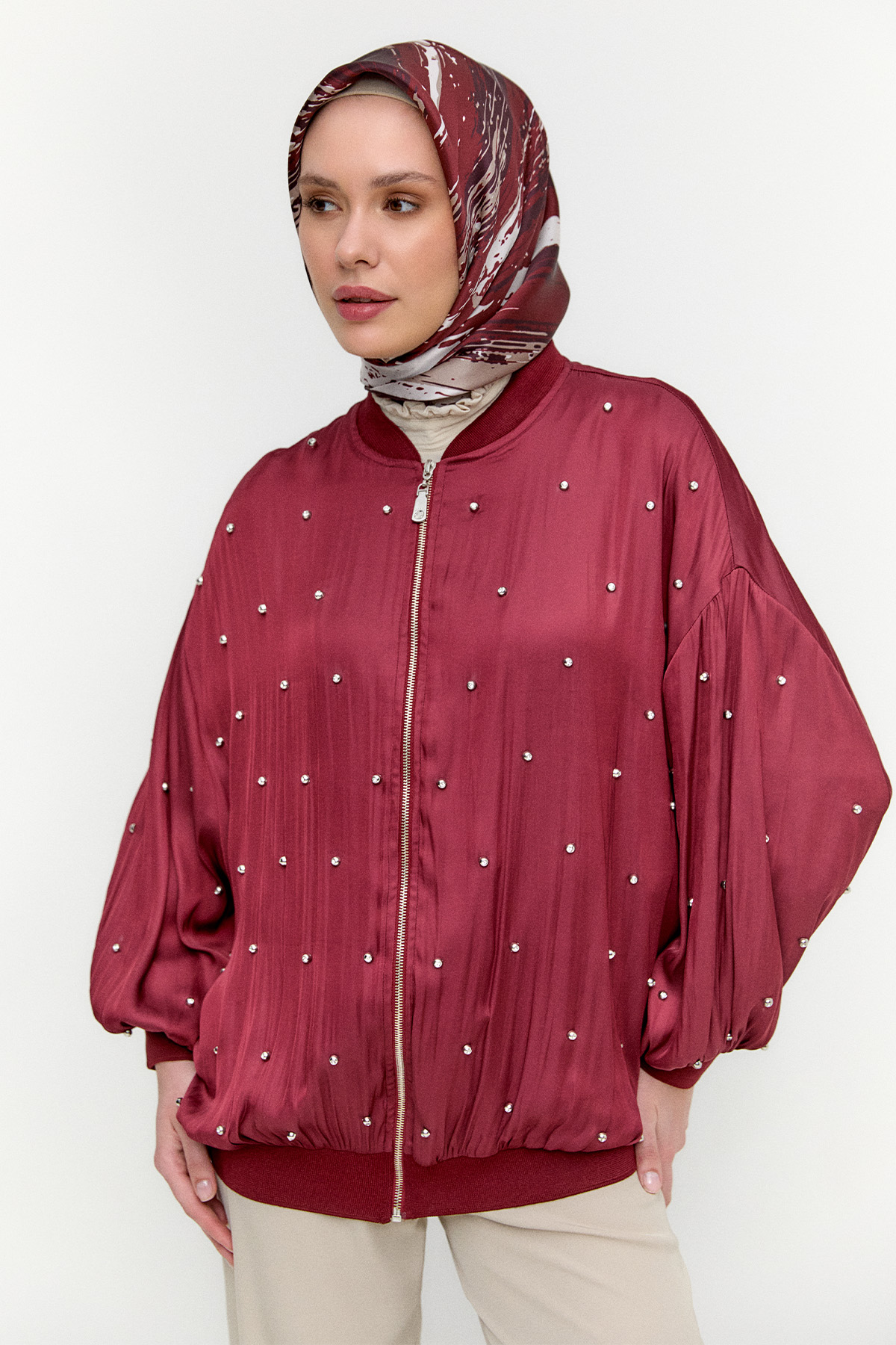 Taşlı Bomber Kap, Tesettür Giyim