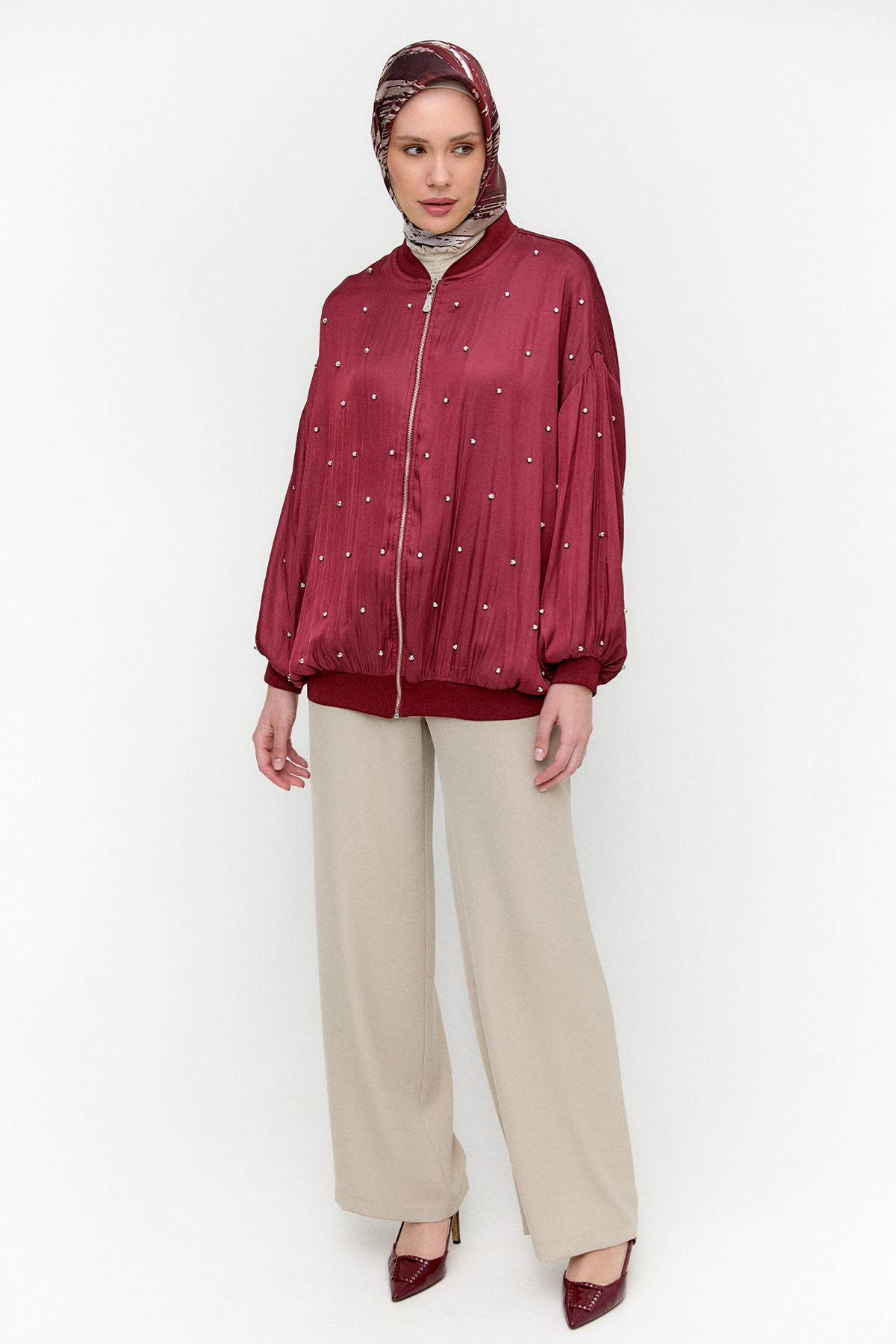 Taşlı Bomber Kap, Tesettür Giyim