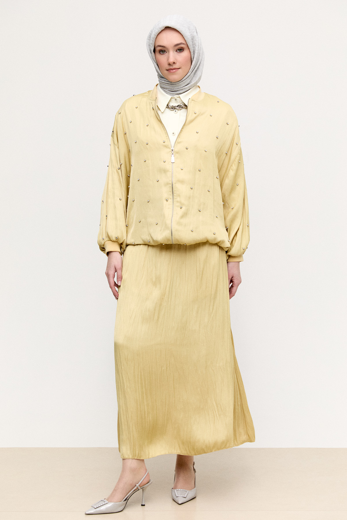 Taşlı Bomber Kap, Tesettür Giyim