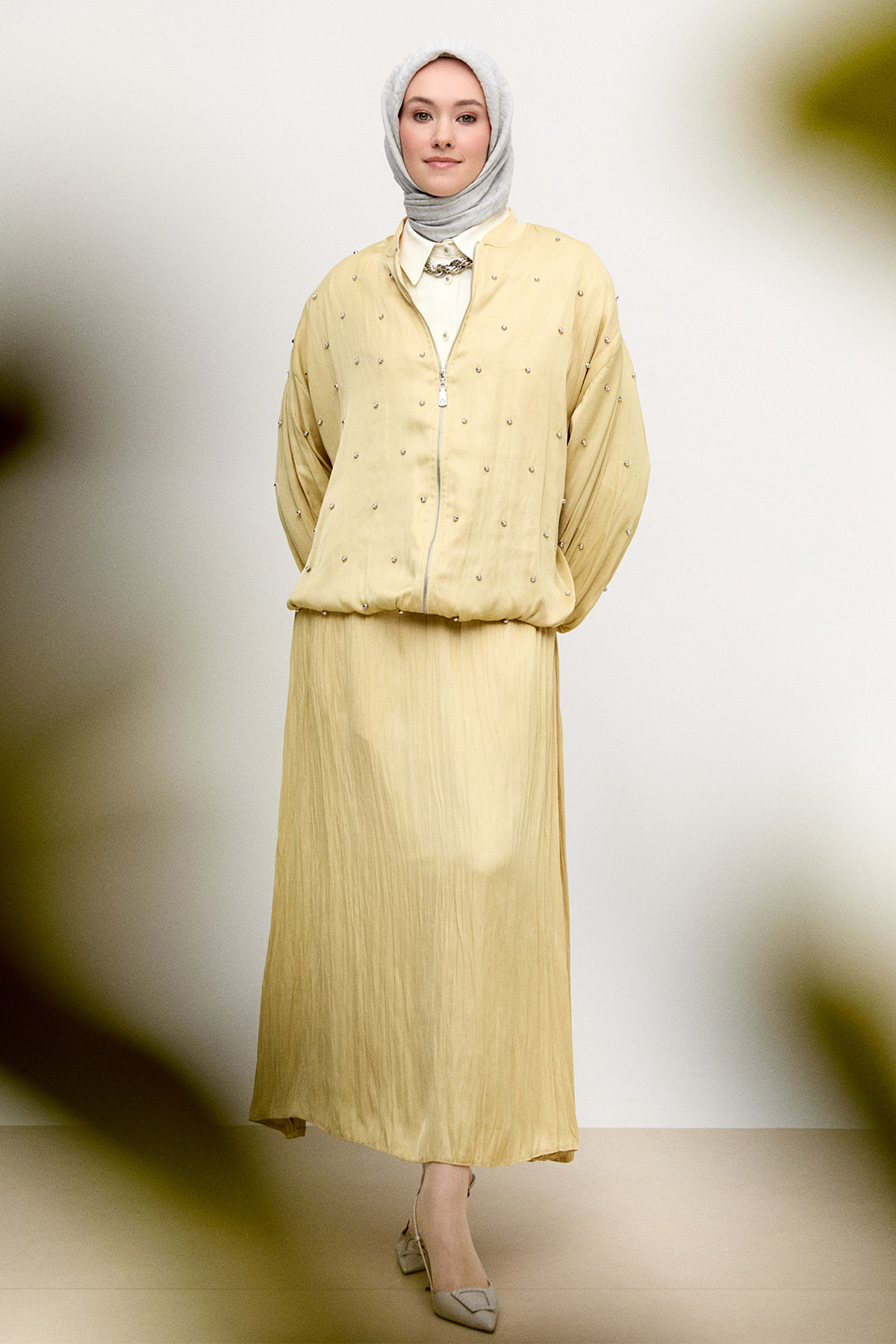 Taşlı Bomber Kap, Tesettür Giyim