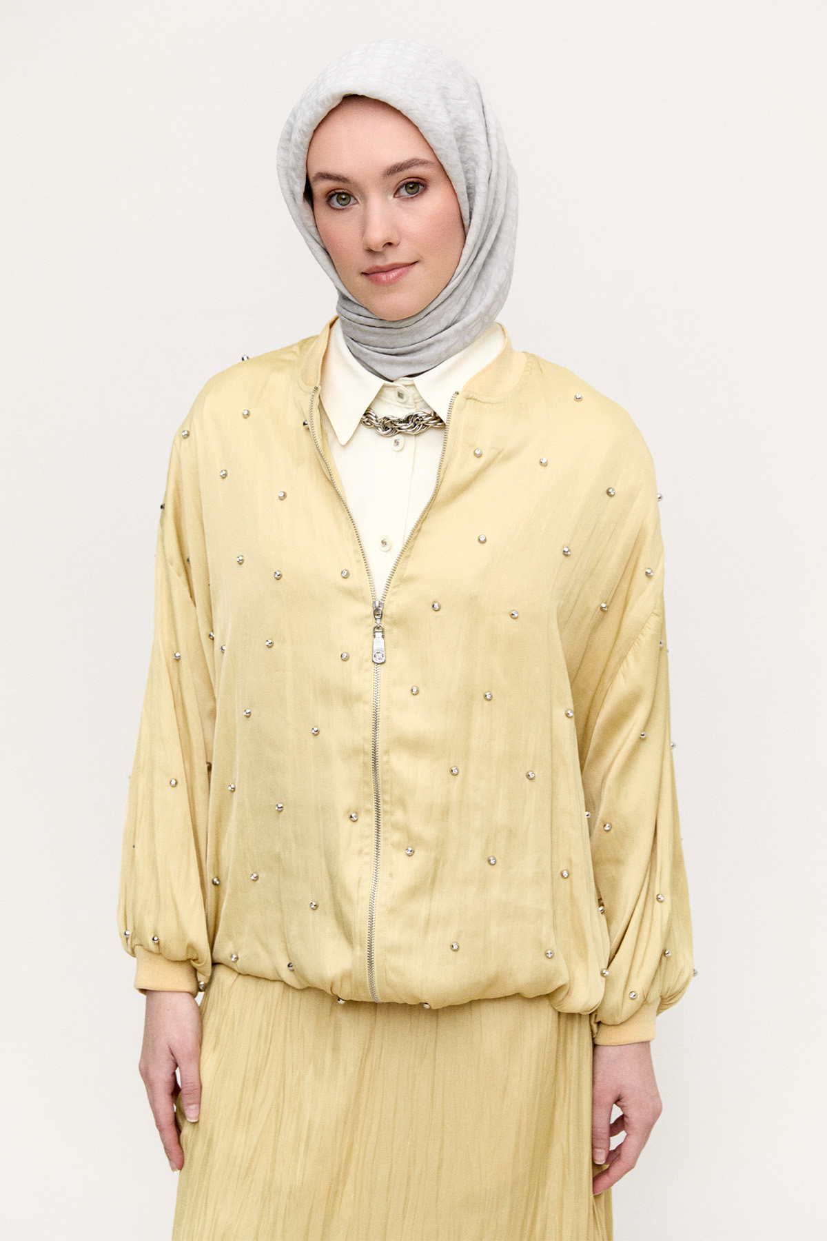 Taşlı Bomber Kap, Tesettür Giyim