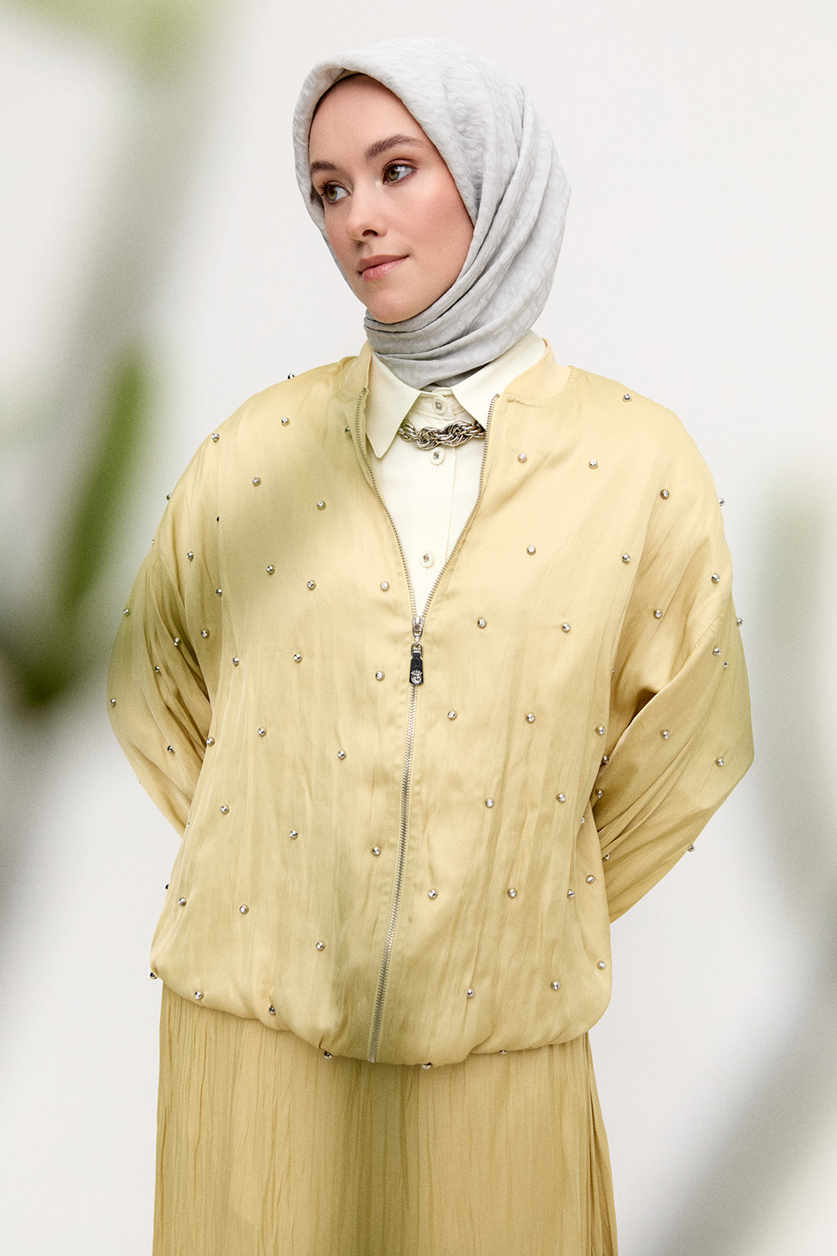 Taşlı Bomber Kap, Tesettür Giyim