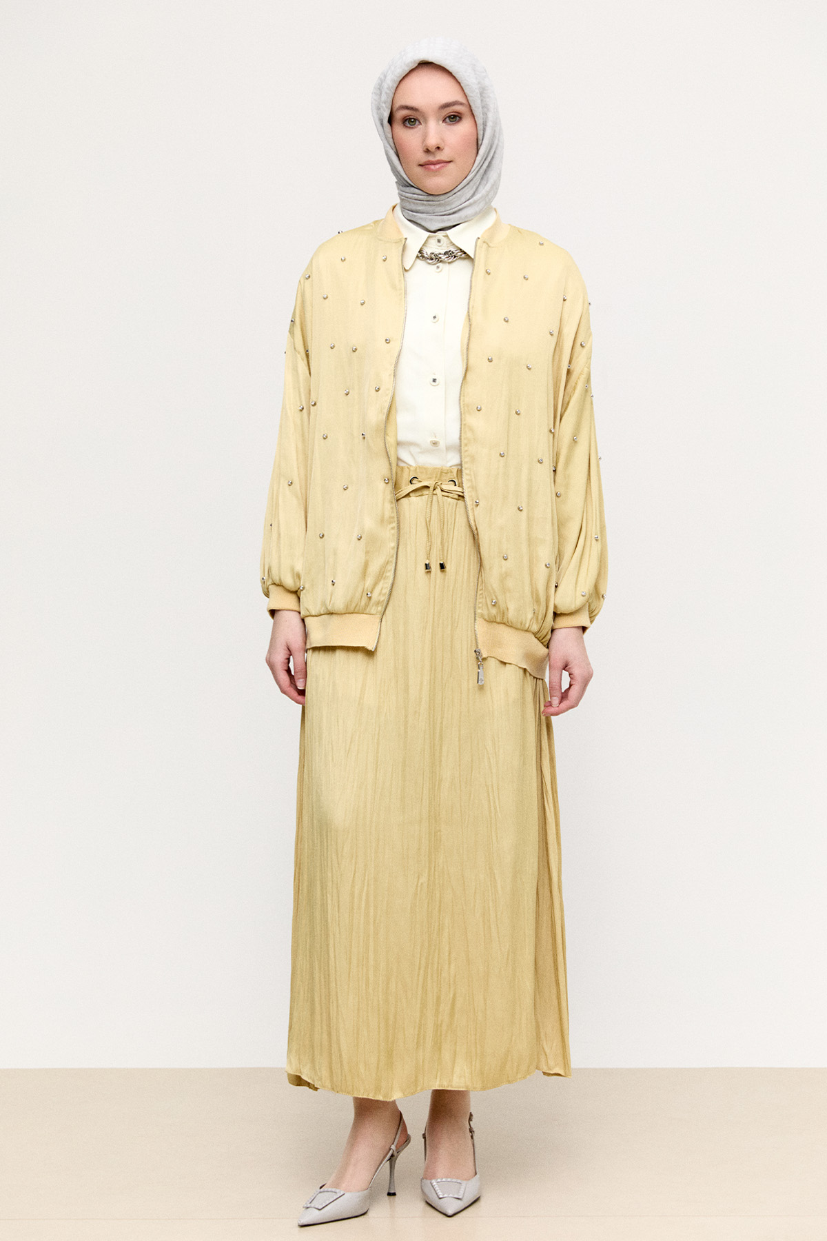 Taşlı Bomber Kap, Tesettür Giyim