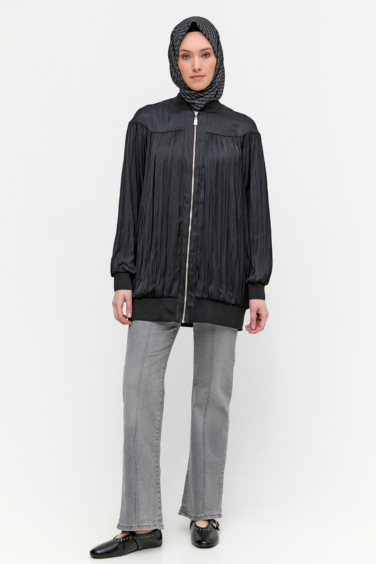 Ribanalı Kraşlı Bomber Kap, Tesettür Giyim