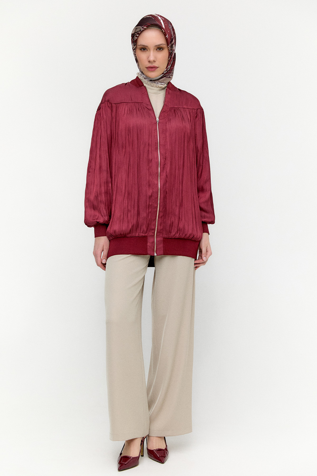 Ribanalı Kraşlı Bomber Kap, Tesettür Giyim