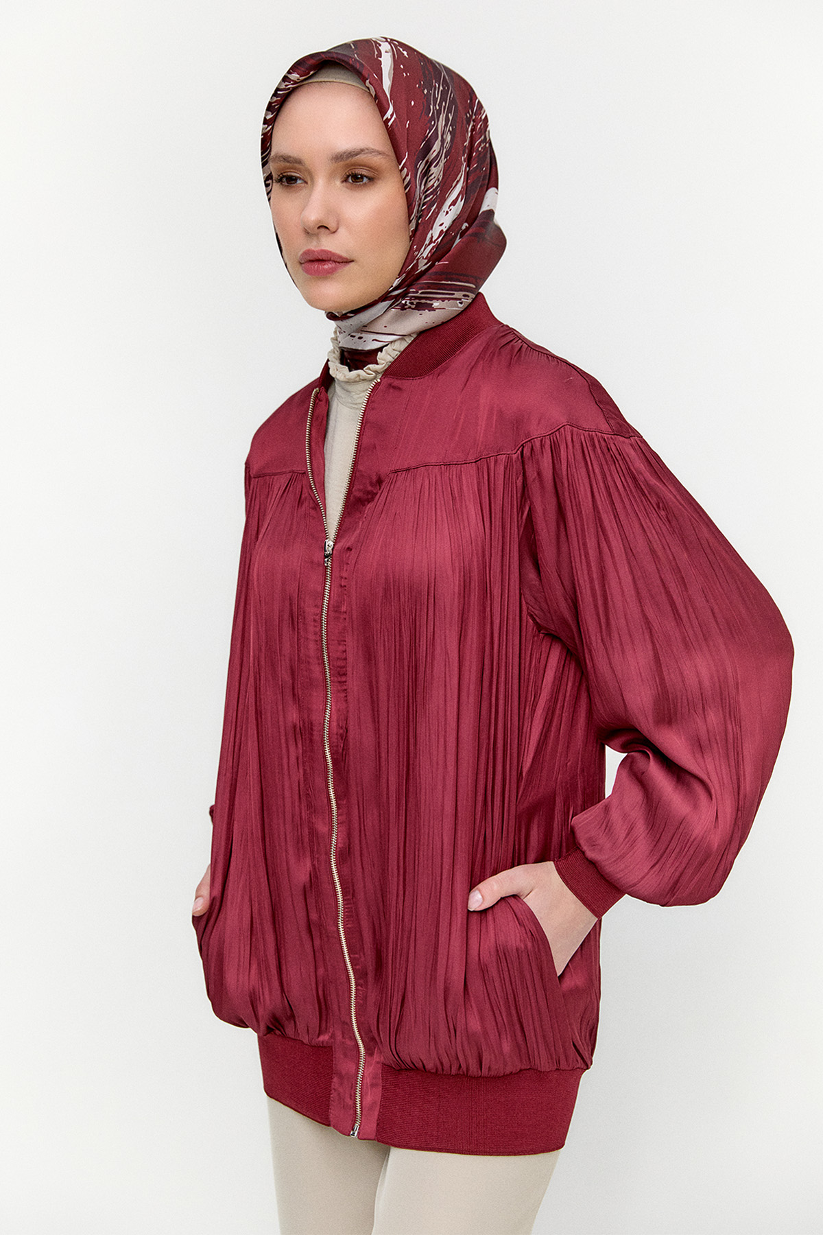 Ribanalı Kraşlı Bomber Kap, Tesettür Giyim