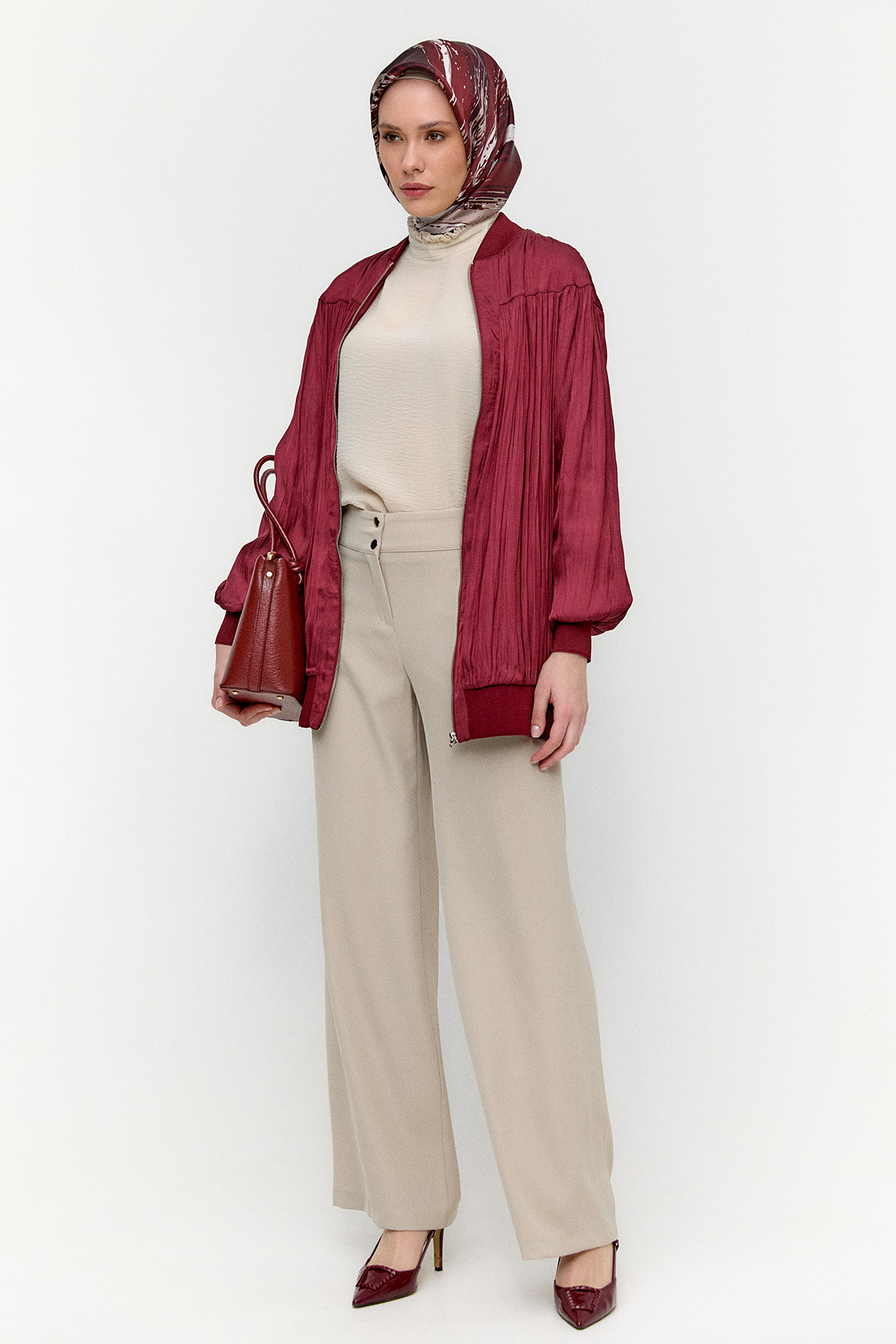 Ribanalı Kraşlı Bomber Kap, Tesettür Giyim