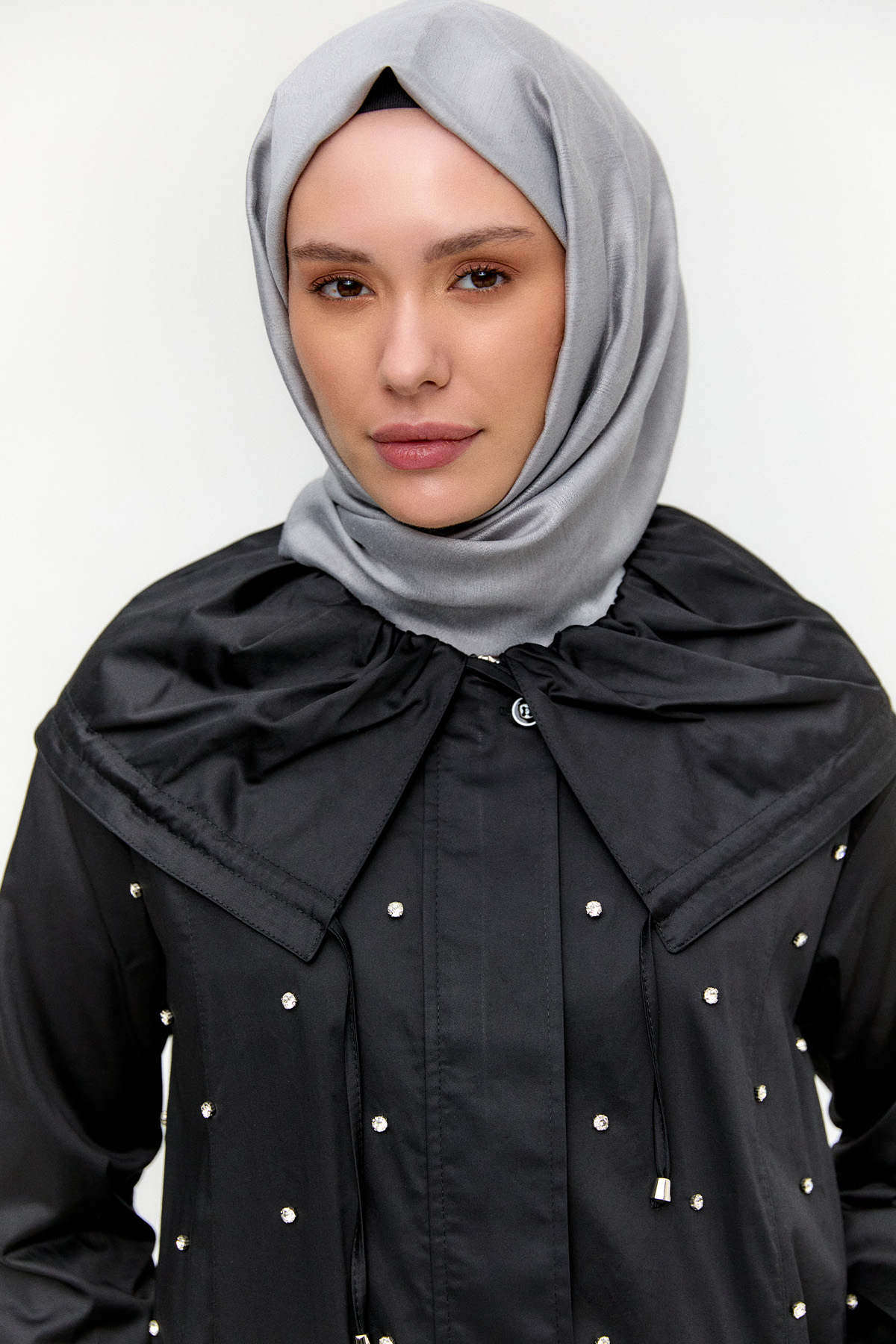 Denizci Yaka Taşlı Pamuk Kap, Tesettür Giyim