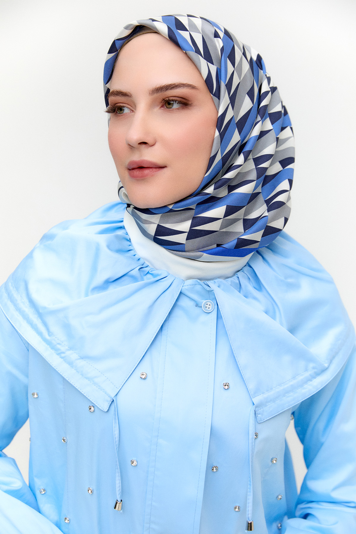 Denizci Yaka Taşlı Pamuk Kap, Tesettür Giyim