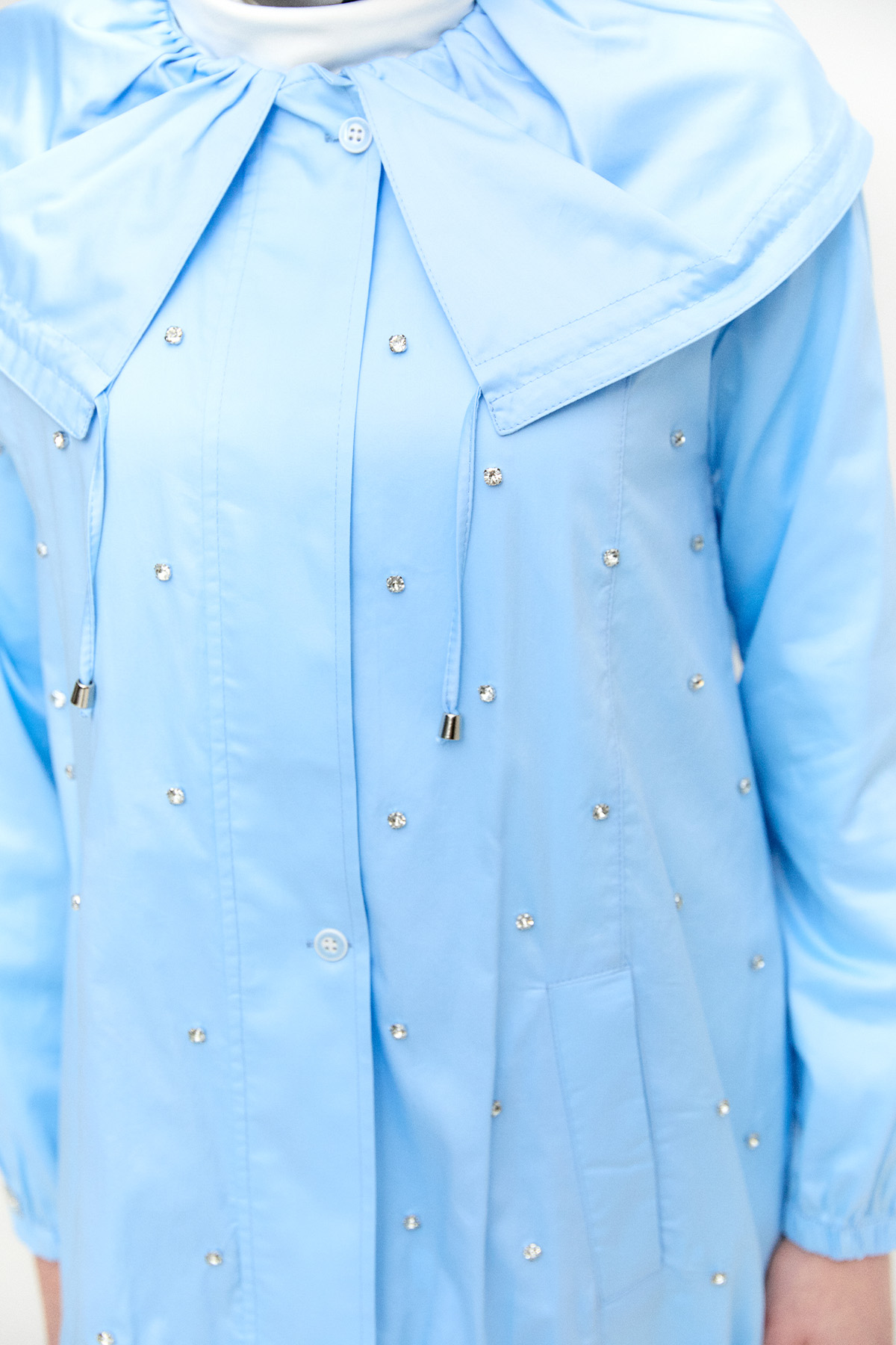 Denizci Yaka Taşlı Pamuk Kap, Tesettür Giyim