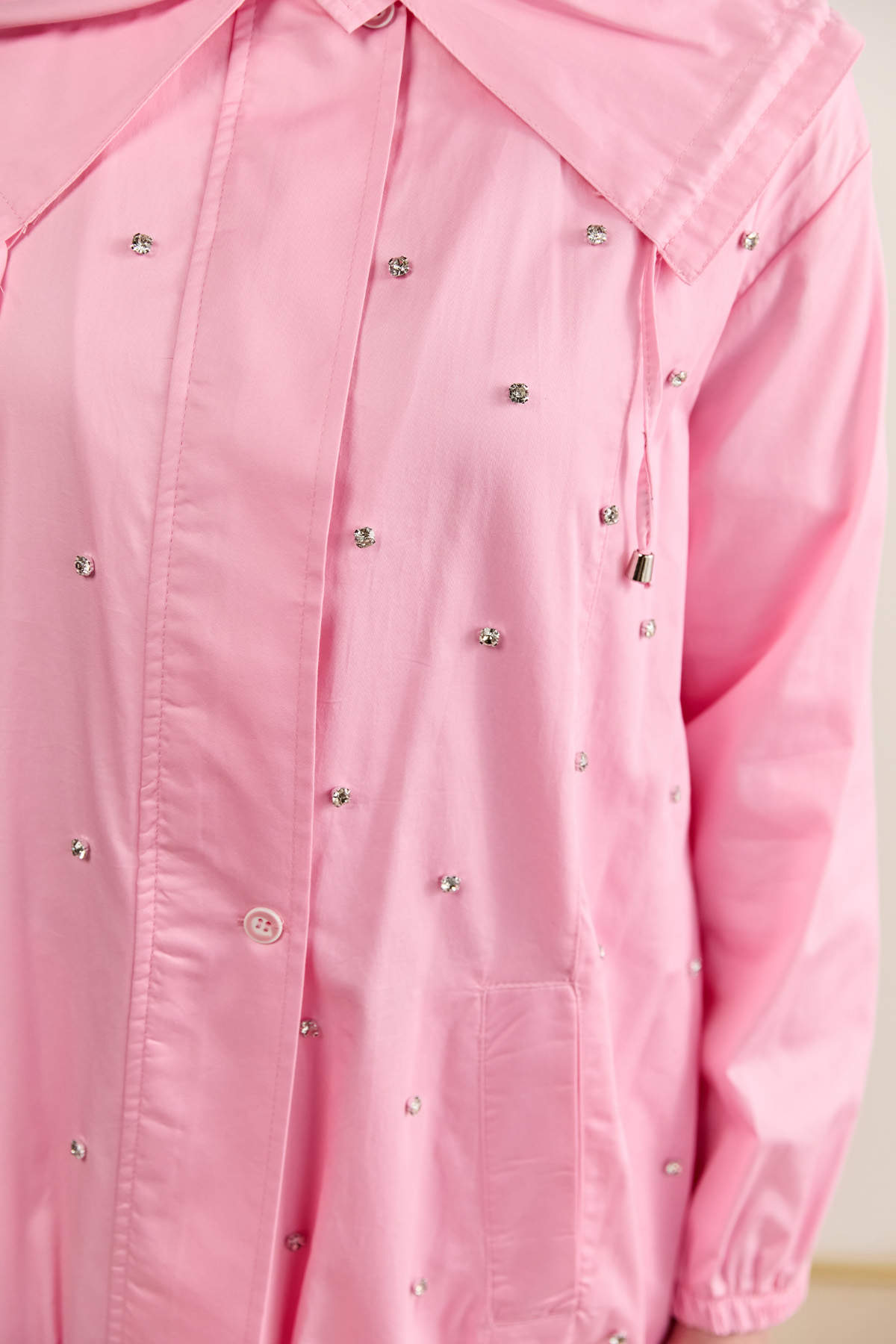 Denizci Yaka Taşlı Pamuk Kap, Tesettür Giyim